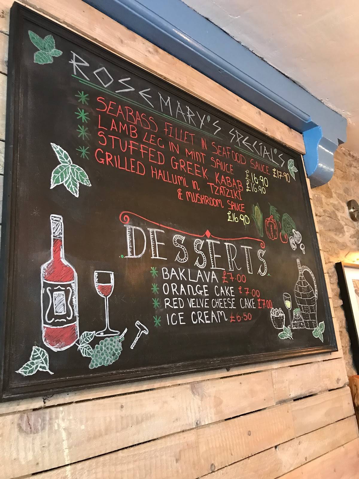 Menu at Rosemary Greek Restaurant, Shepton Mallet