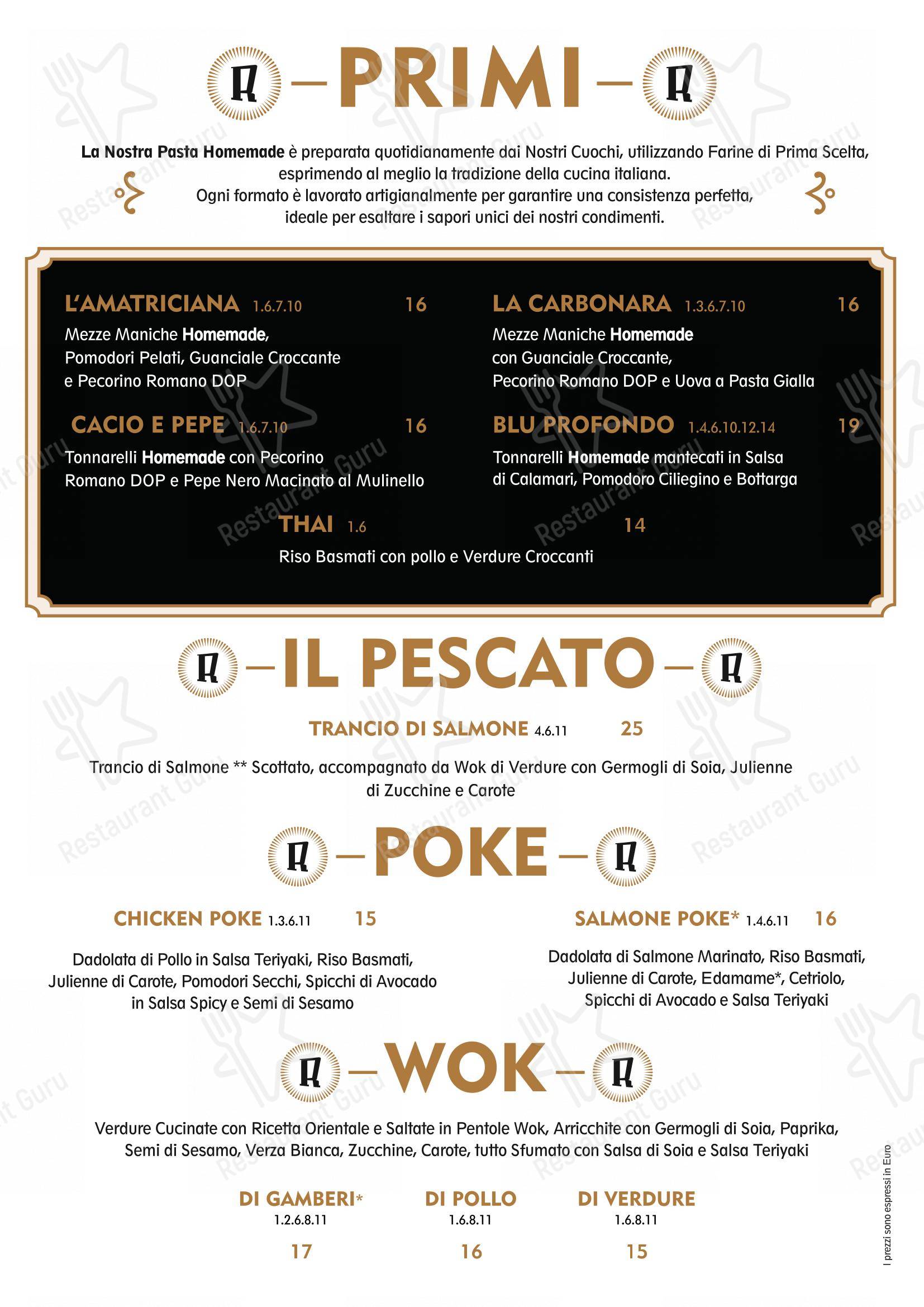 Rosso Ristorante in Roma - Menu