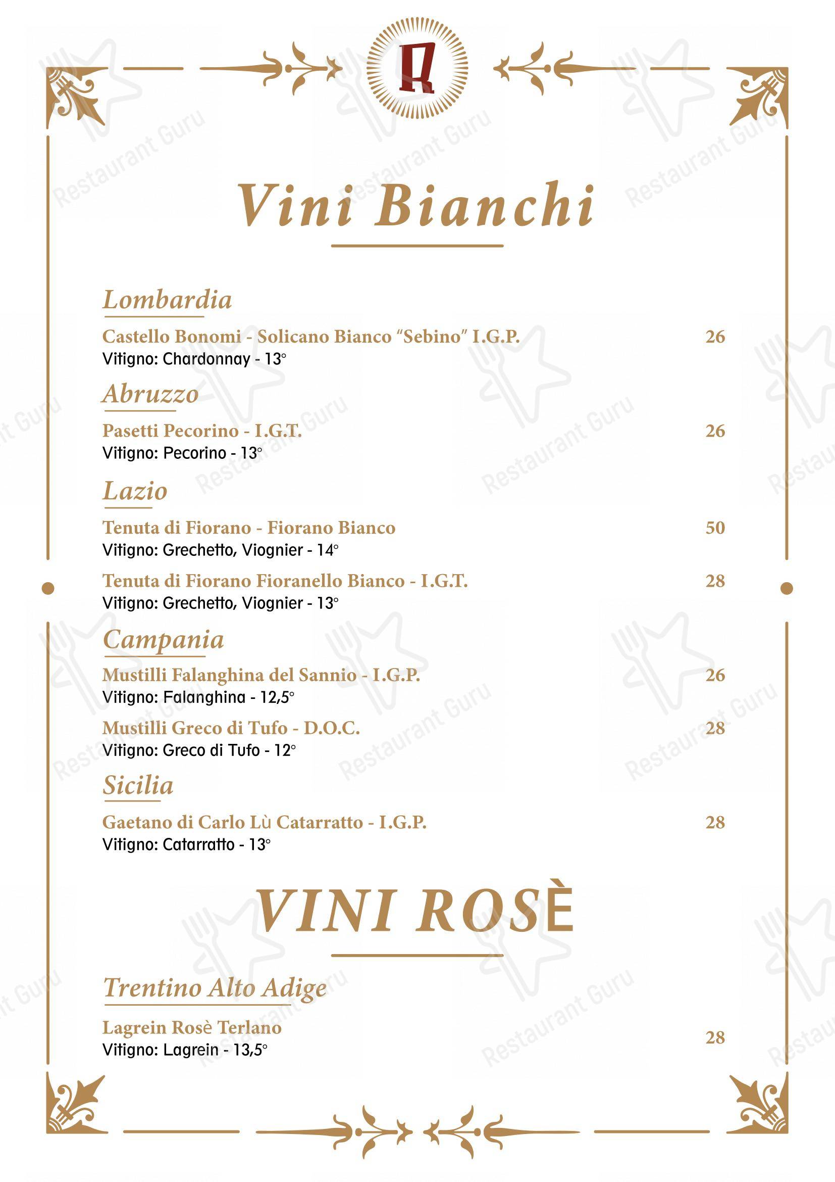 Основное меню per Rosso Ristorante in Roma