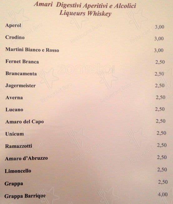 Menu di Rosso Tiziano 
