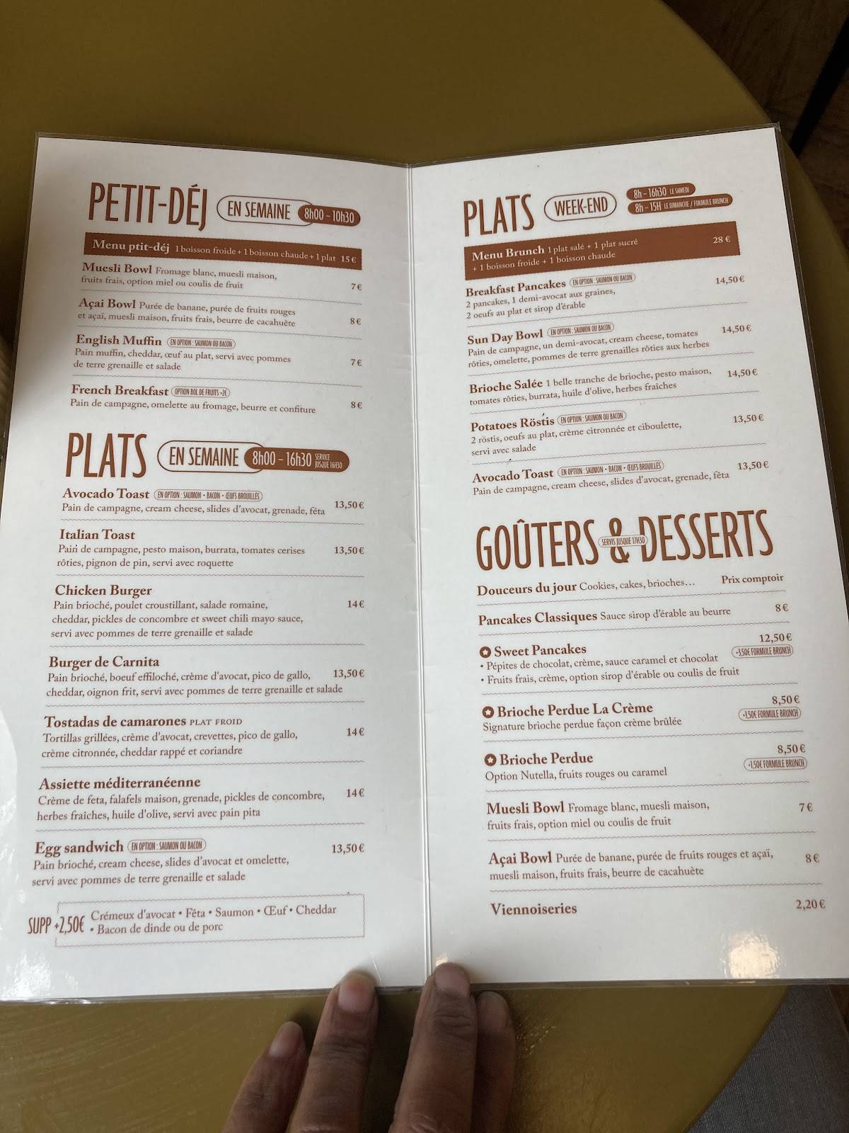 Menu de Café Crème Rouen