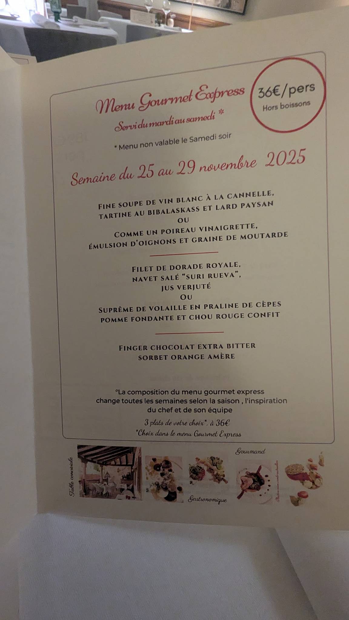 Menu de Restaurant Philippe Bohrer