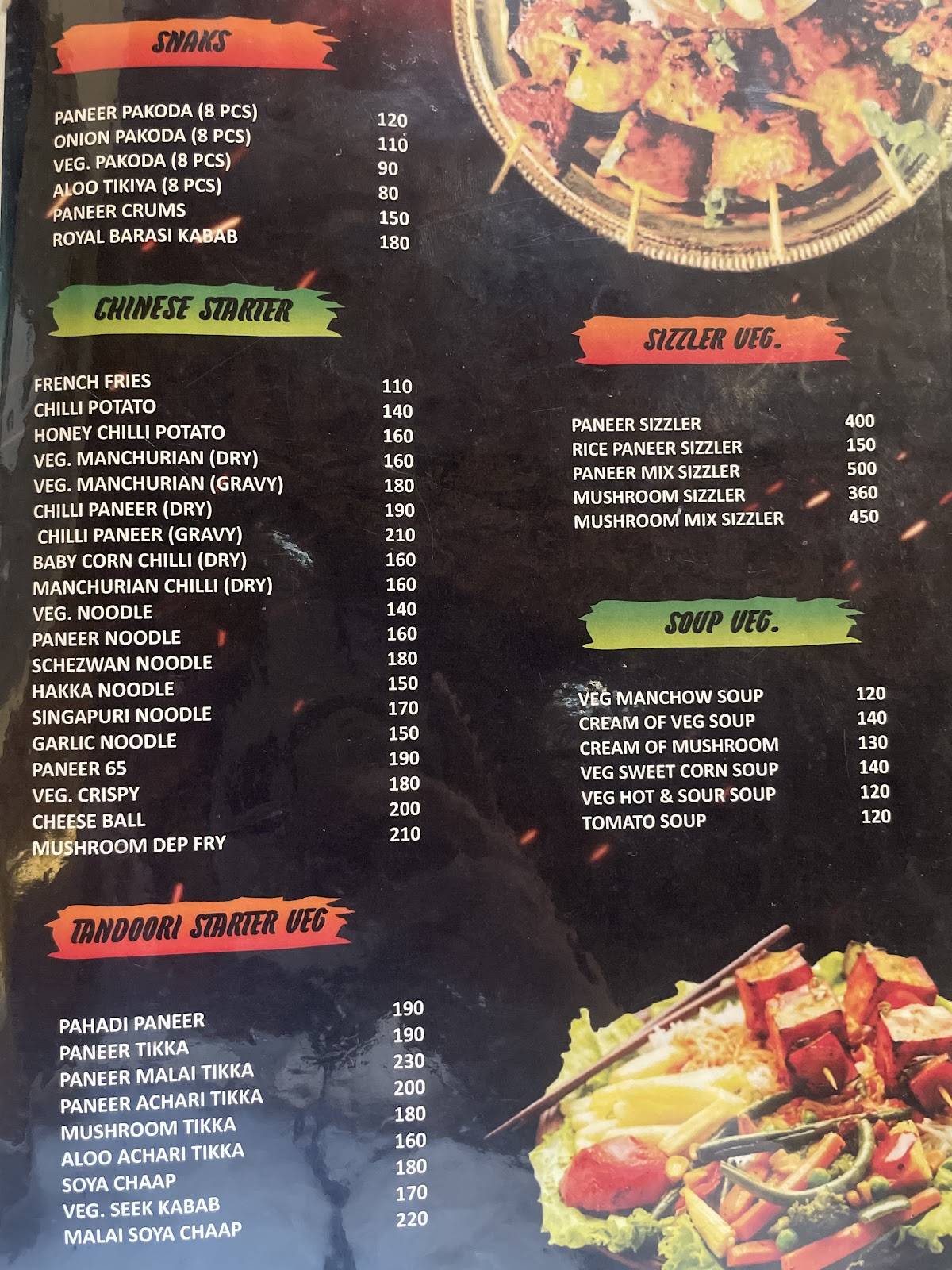 Royal Castle Restaurant menu