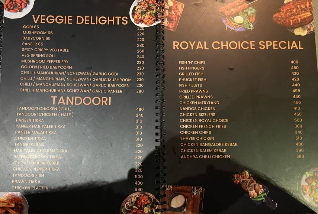 Royal Choice Restaurant menu