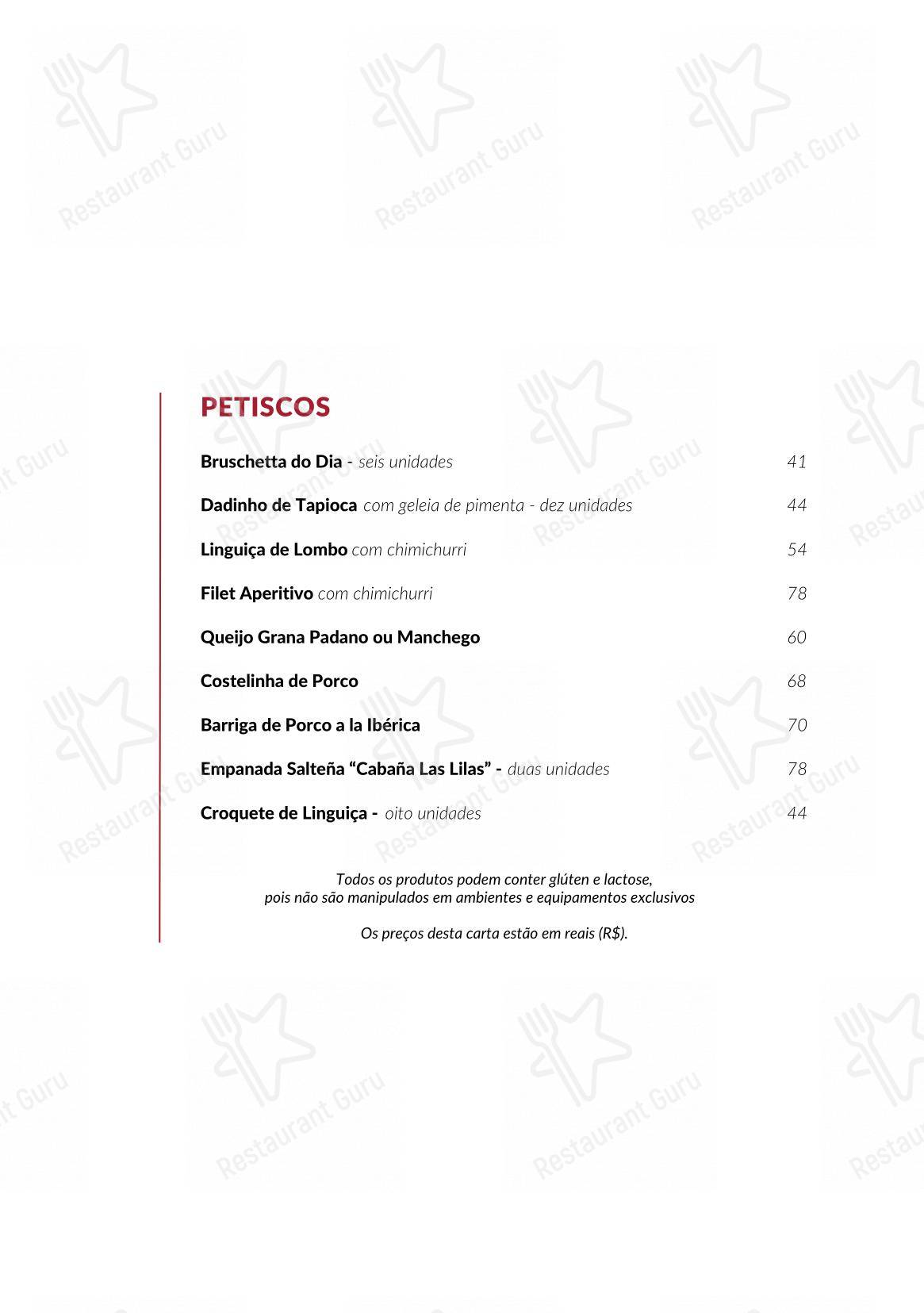 Menu bar para Rubaiyat Brasília bbq