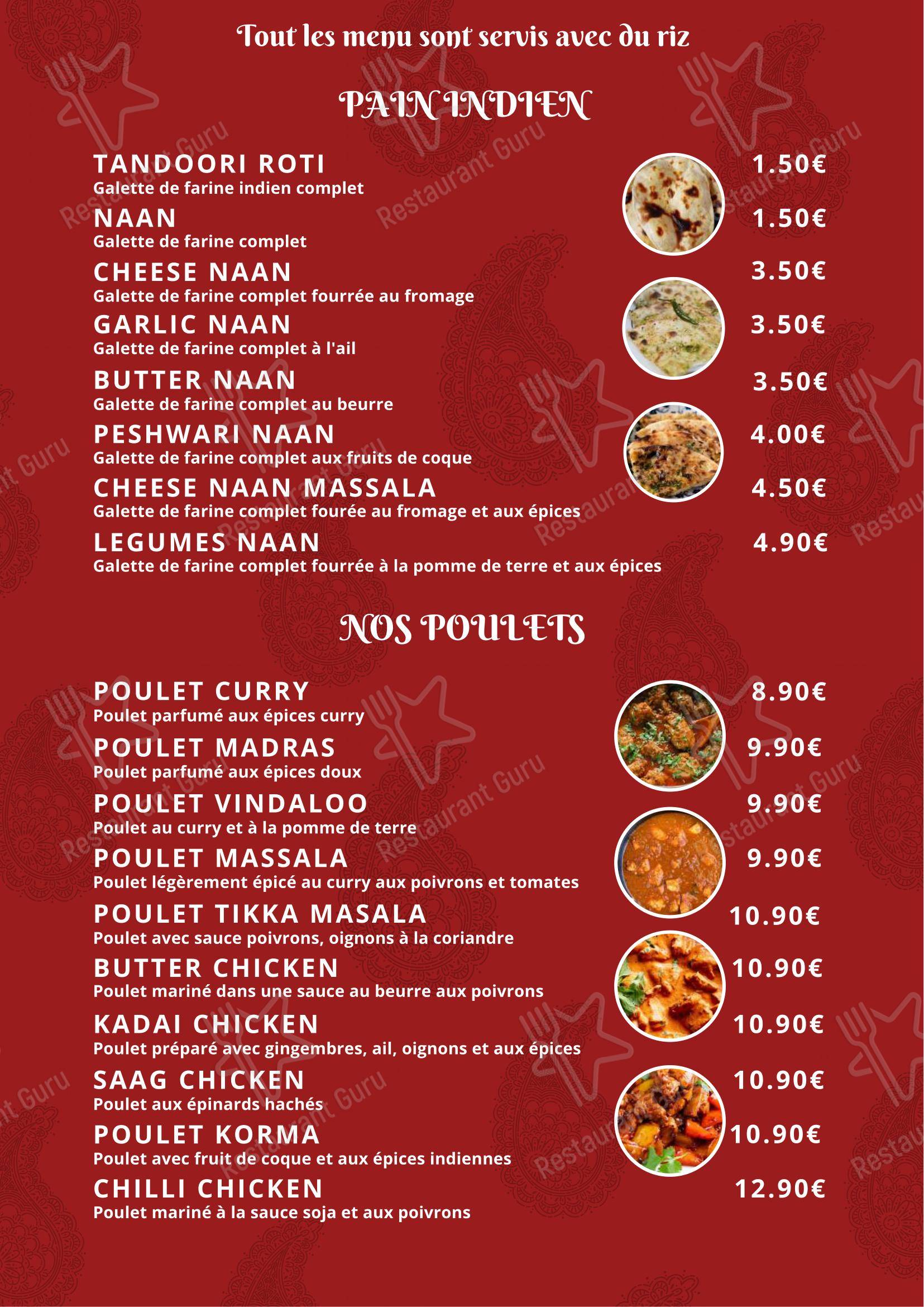 Menu pour Ruby Restaurant restaurant