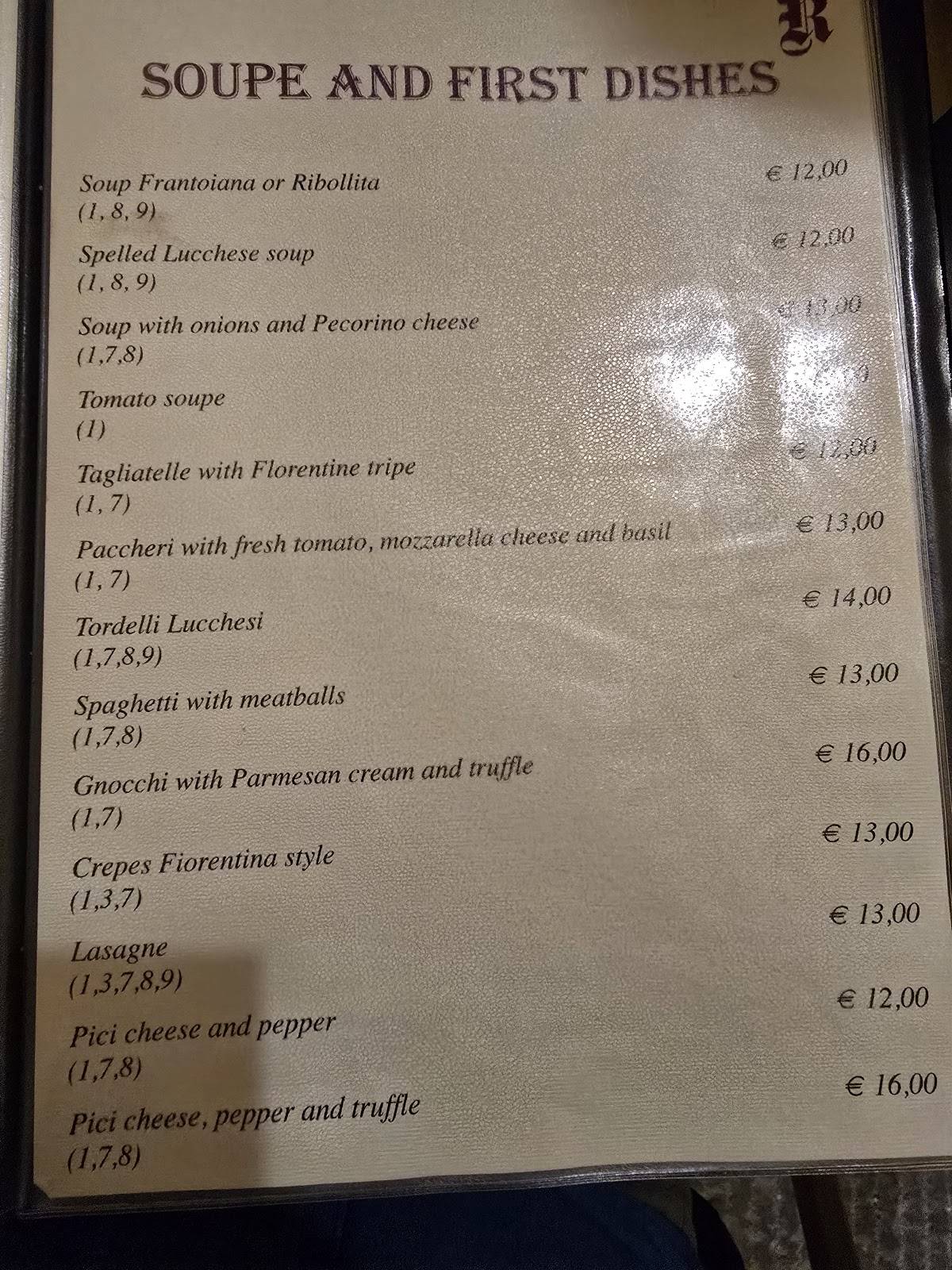 Menu di Rusticanella 2 da Luca 