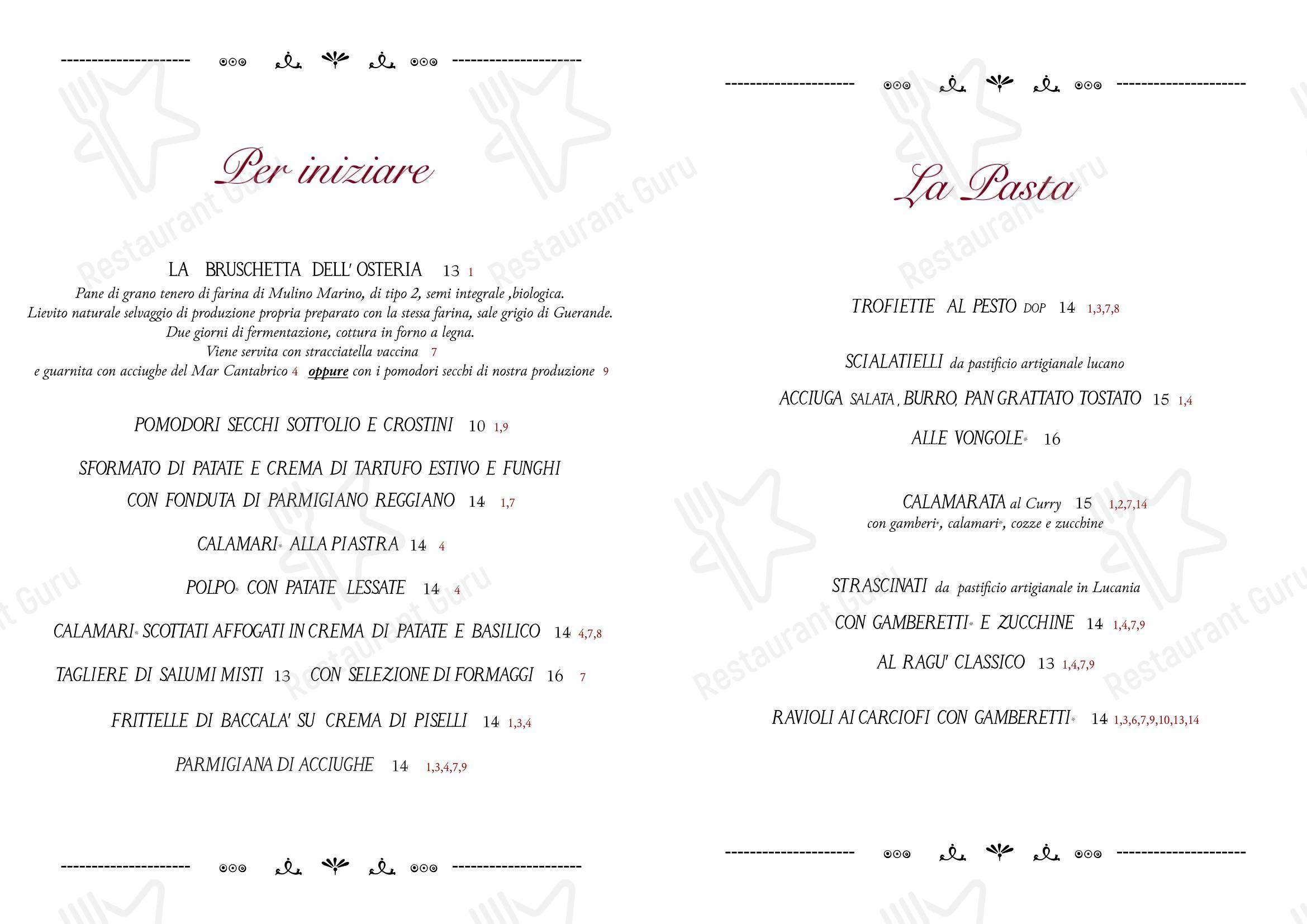 Menu per Osteria Rustichello ristorante