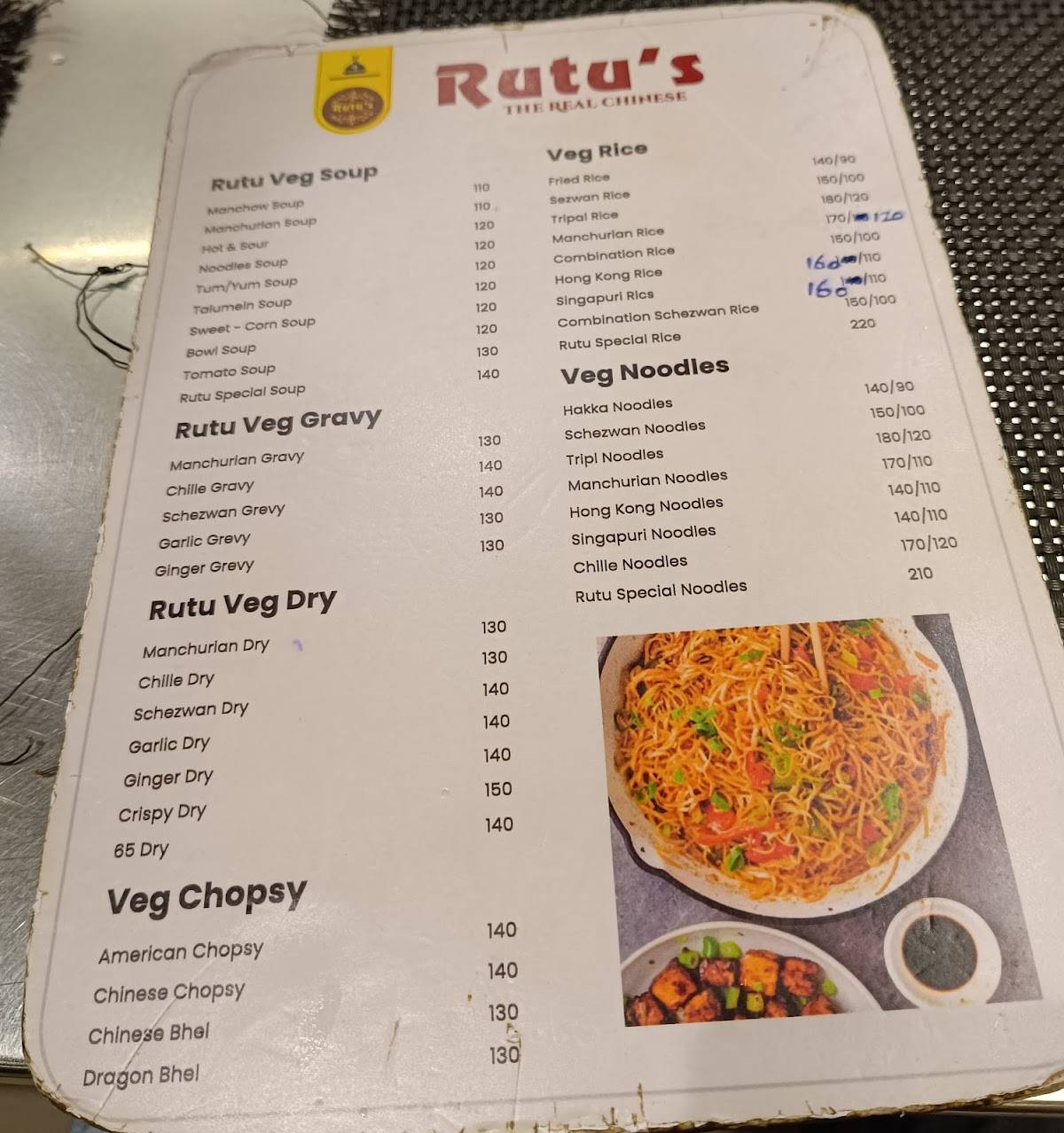 Rutu's Chinese Treet menu
