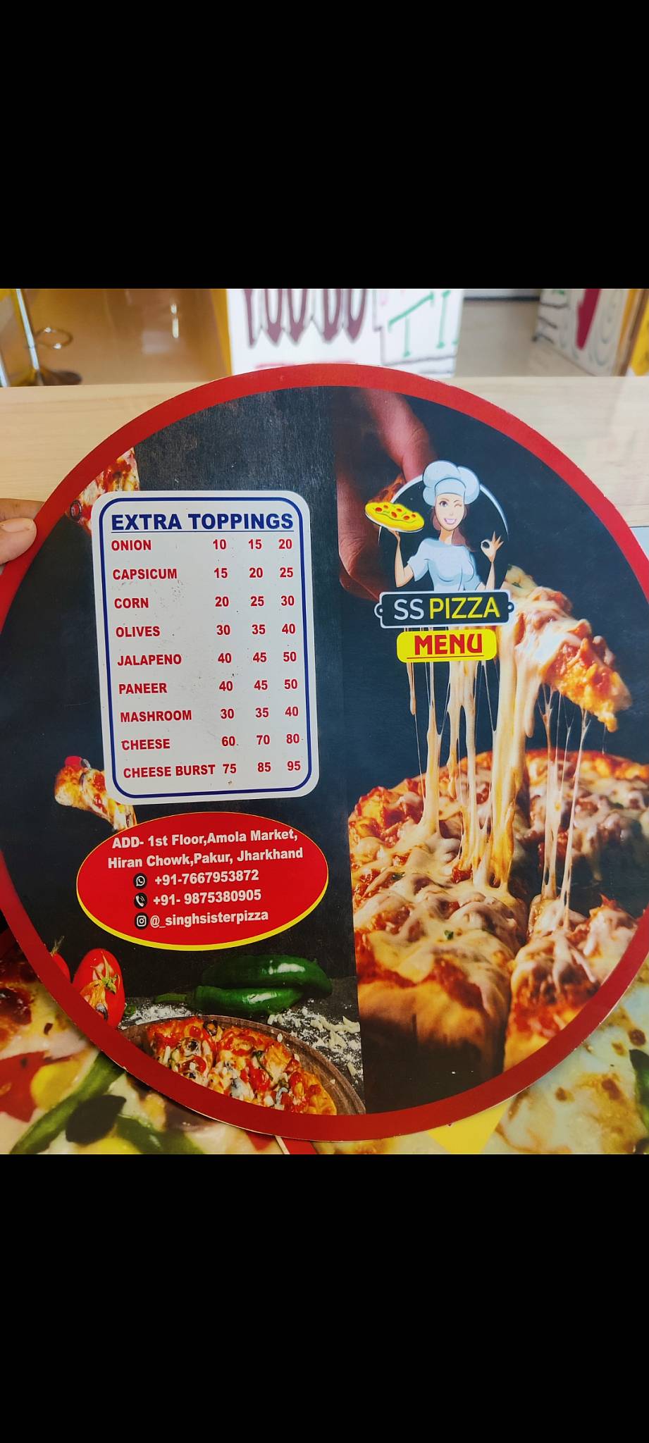 S.S. Pizza menu