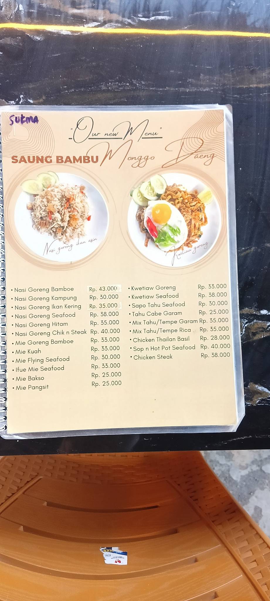 Menu at SAUNG BAMBU RAPPOCINI, Makassar