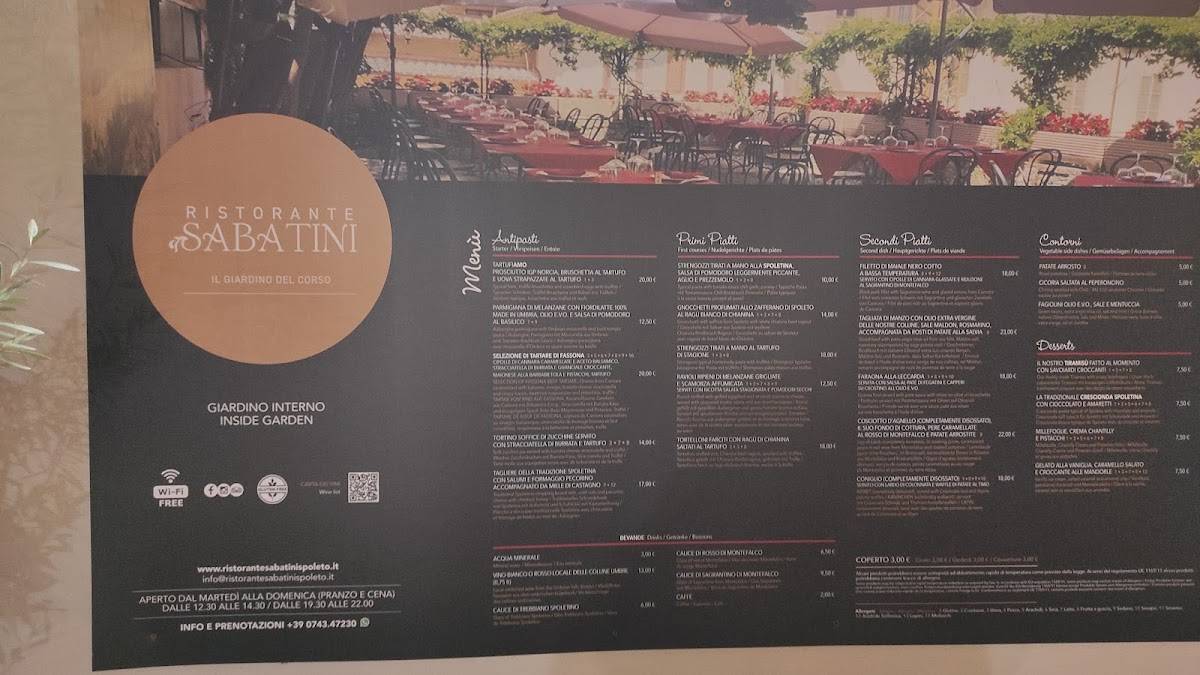 Menu di Sabatini il Giardino del Corso di Zeppadoro Benedetto 