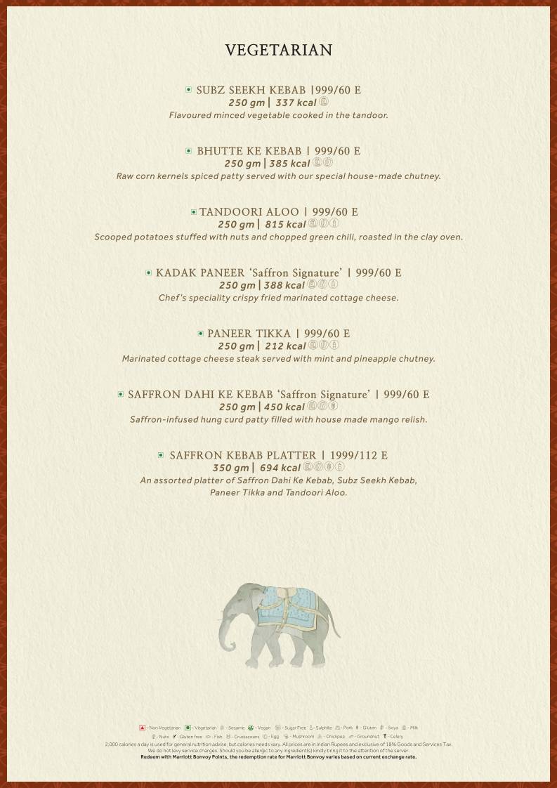 Saffron menu
