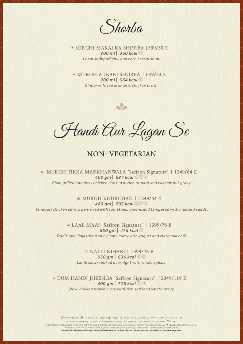 Saffron menu