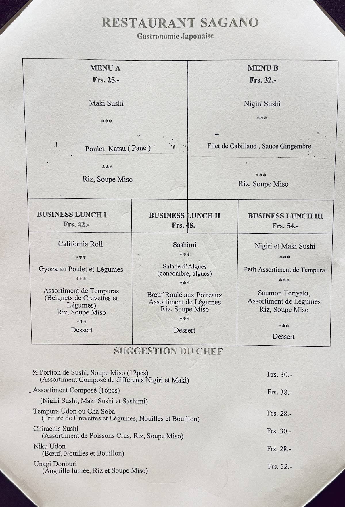 Menu di Sagano 