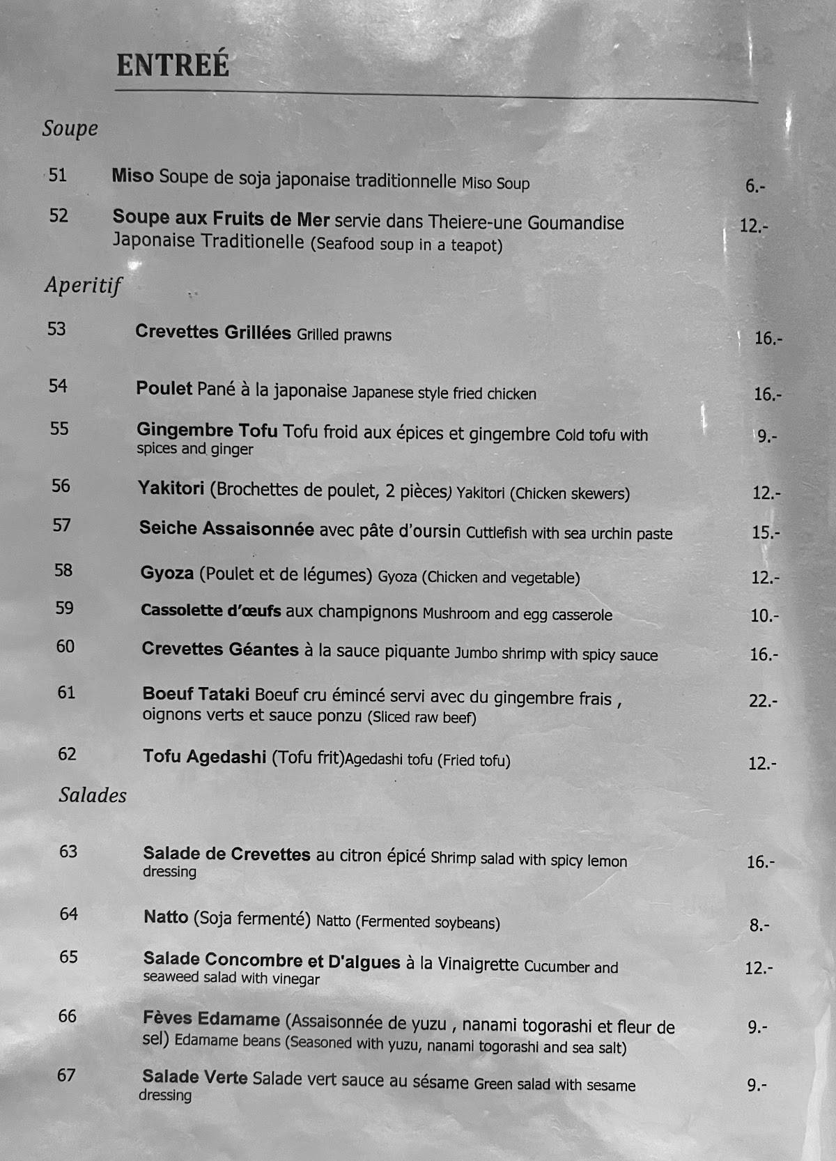Menu di Sagano 