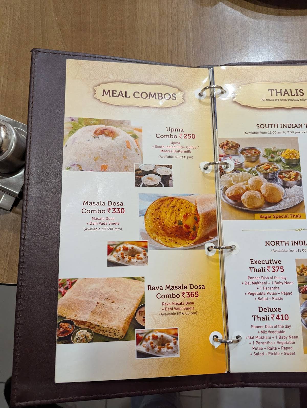 Sagar Ratna menu