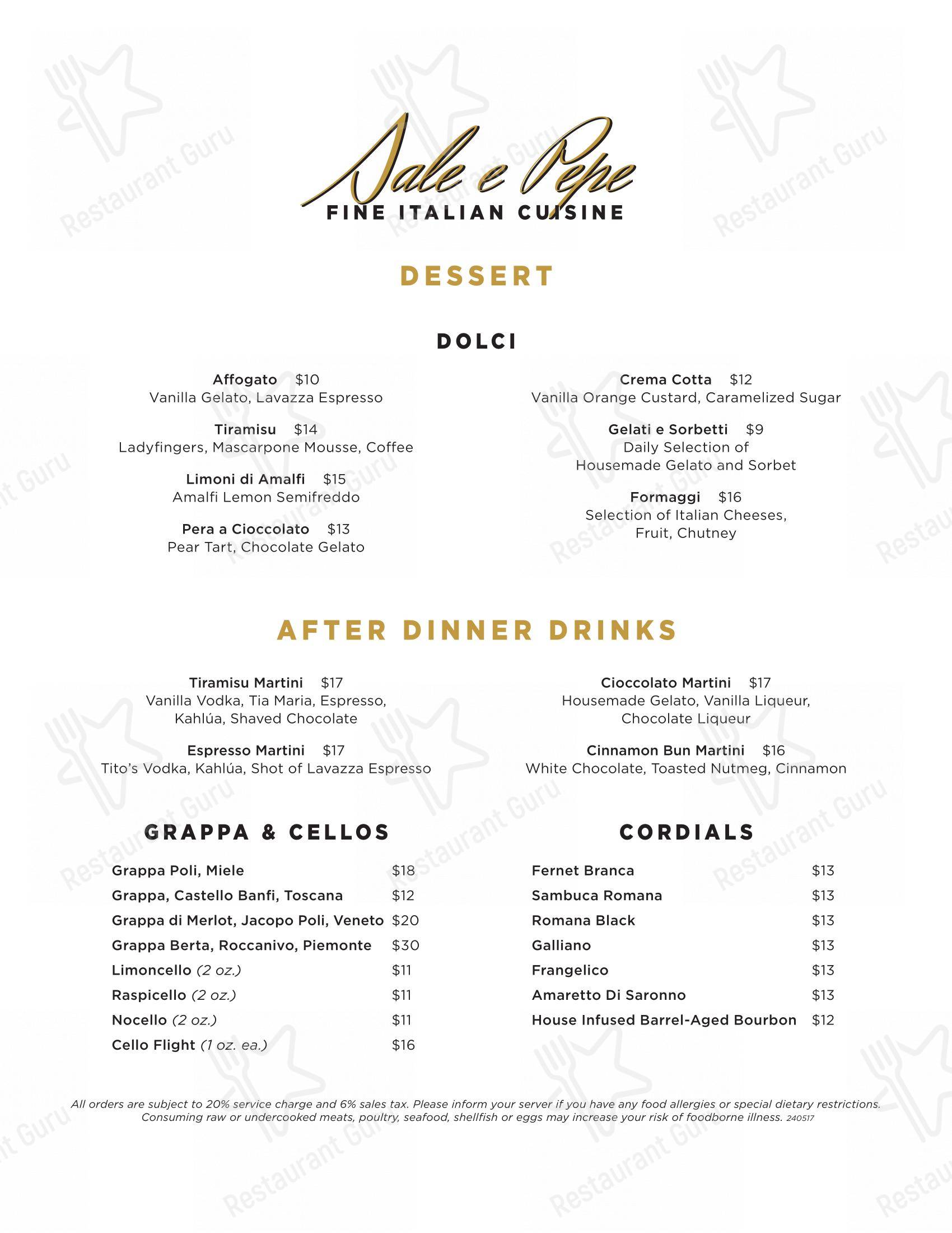 sale e pepe messina menu
