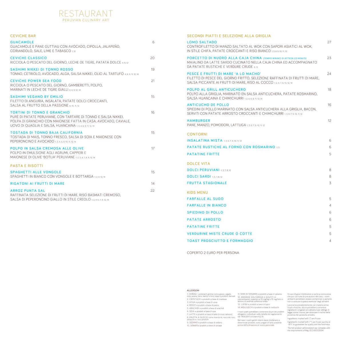 Menu di Salinedda Beach Club 