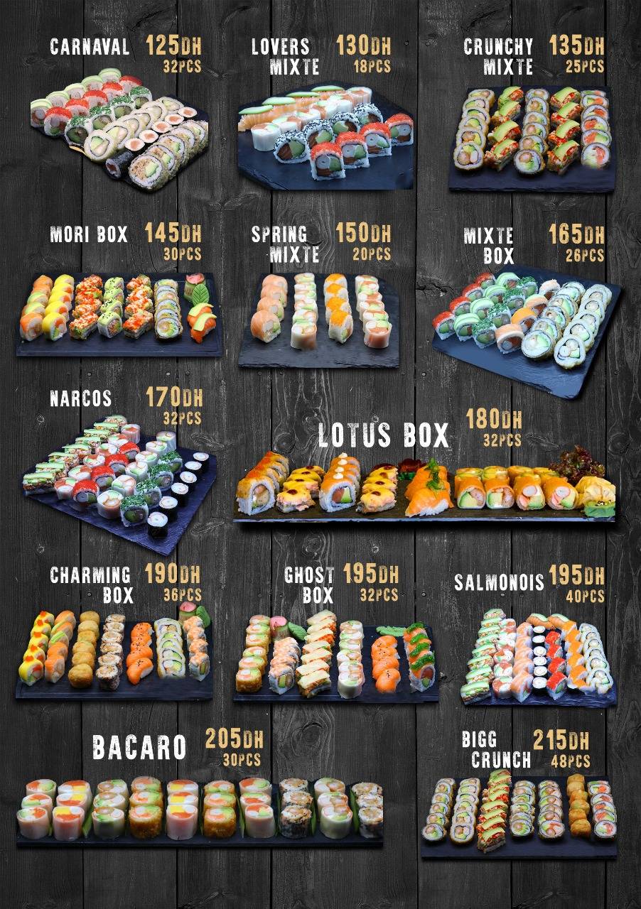Menu au Salmon sushi sidi maarouf restaurant, Casablanca