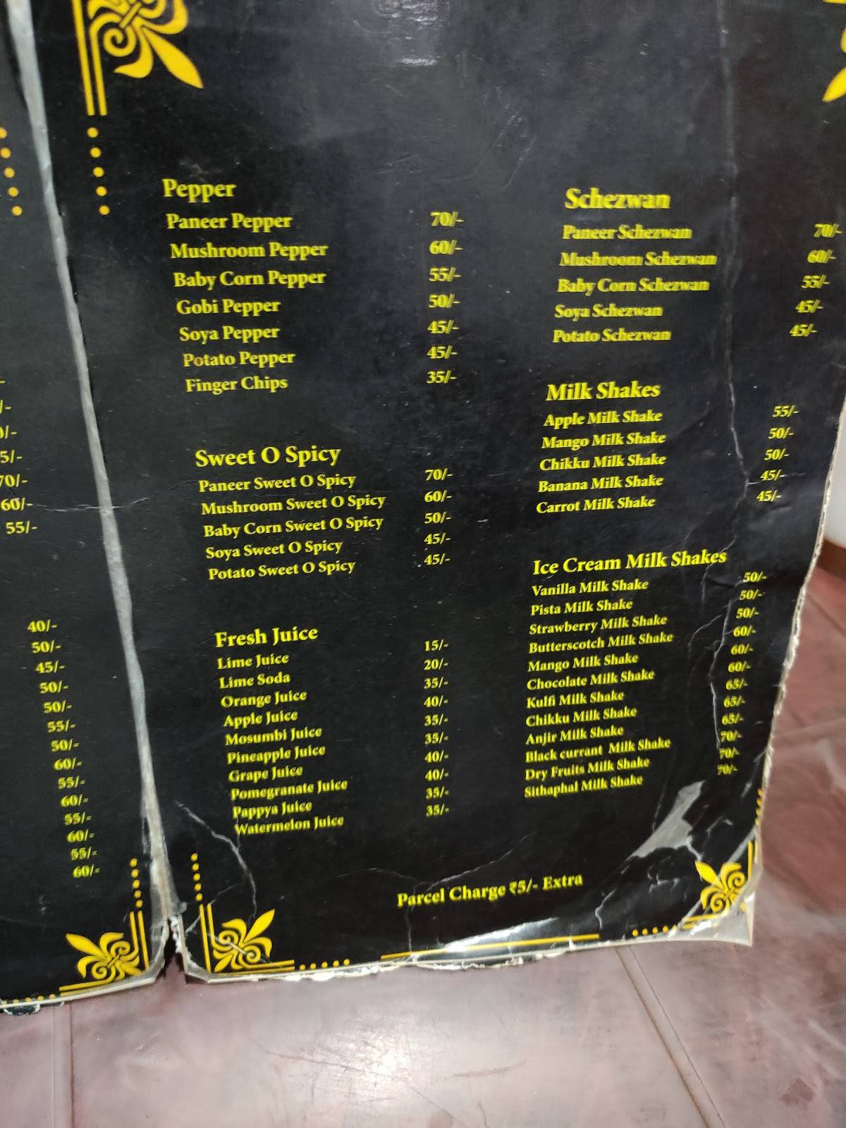 Sangam Cafe menu