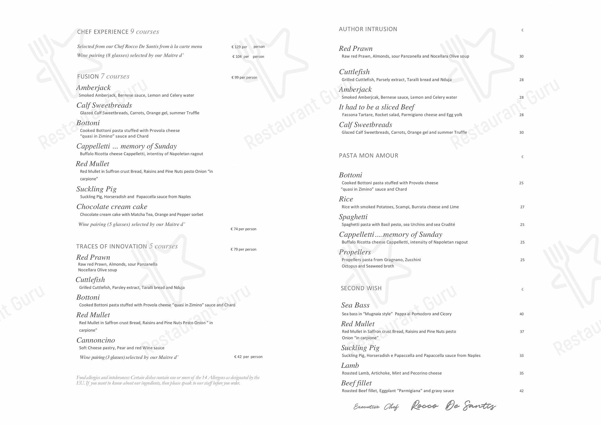 Menu Full per Santa Elisabetta ristorante
