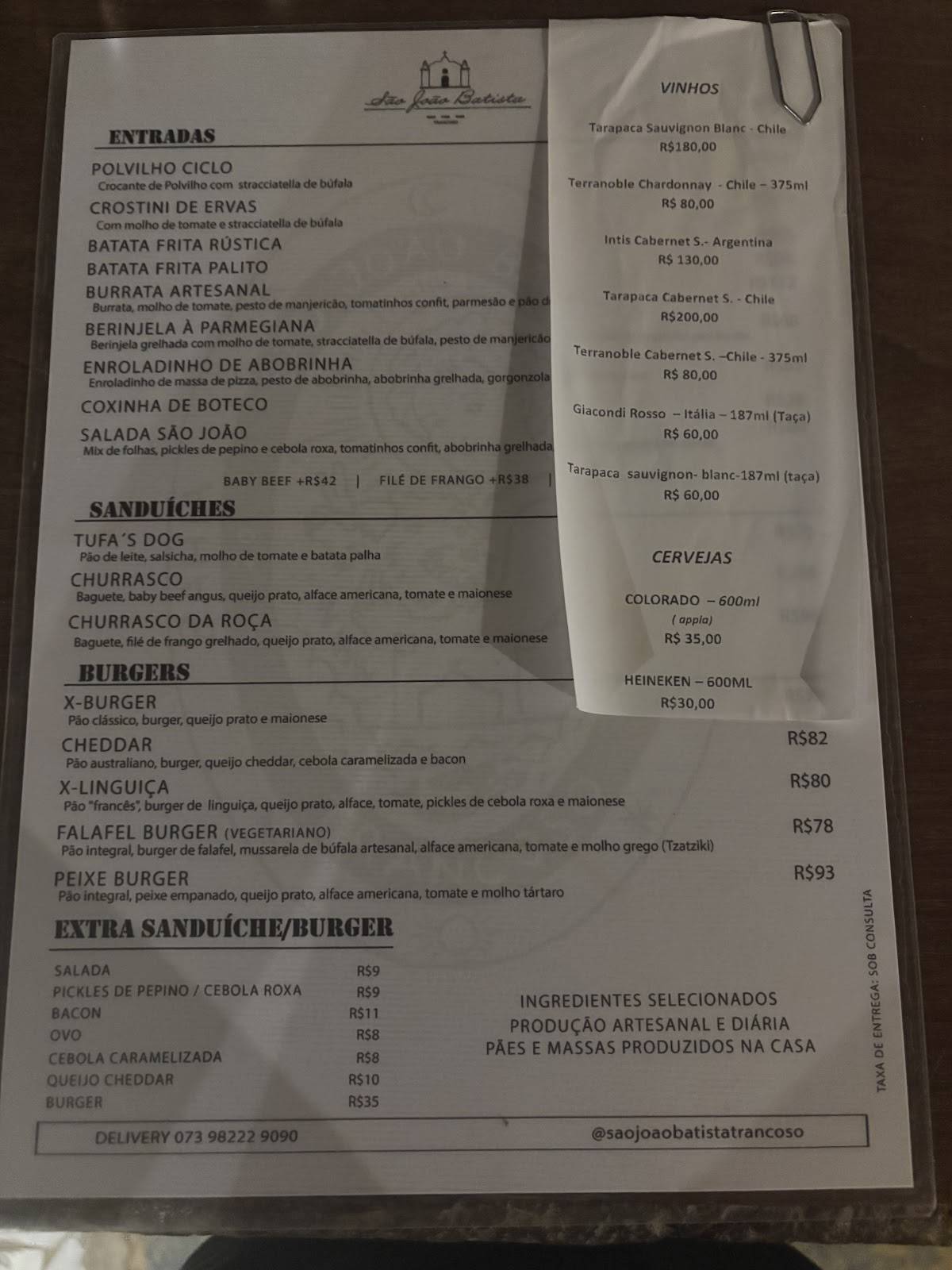 São João Batista Burger & Pizza cardápio