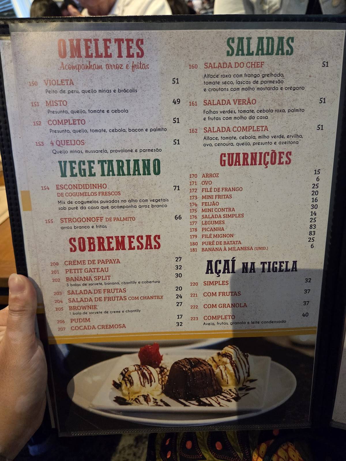 Violeta Bar e Restaurante cardápio
