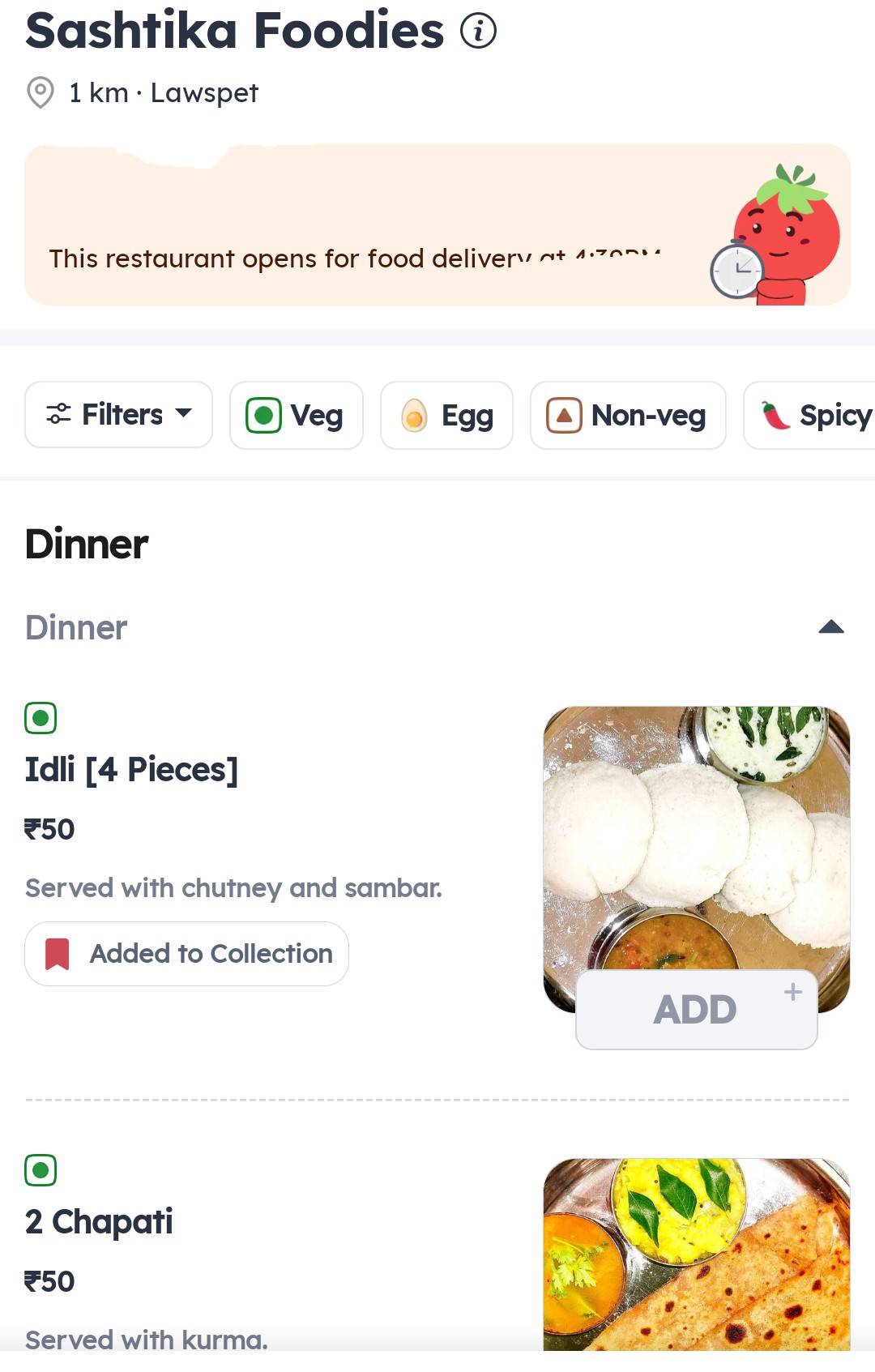 Sastikka foodies menu