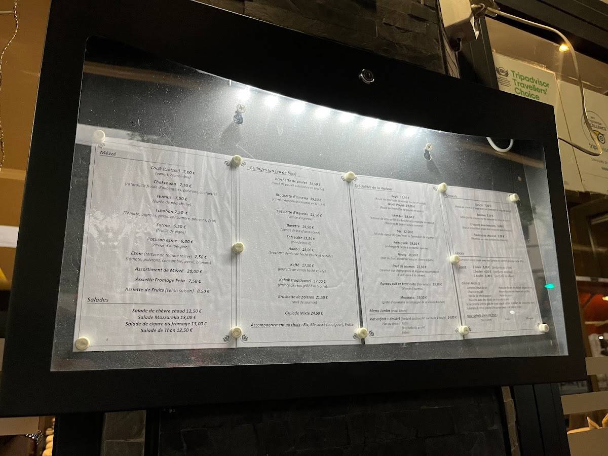Menu de Saveurs d'Orient