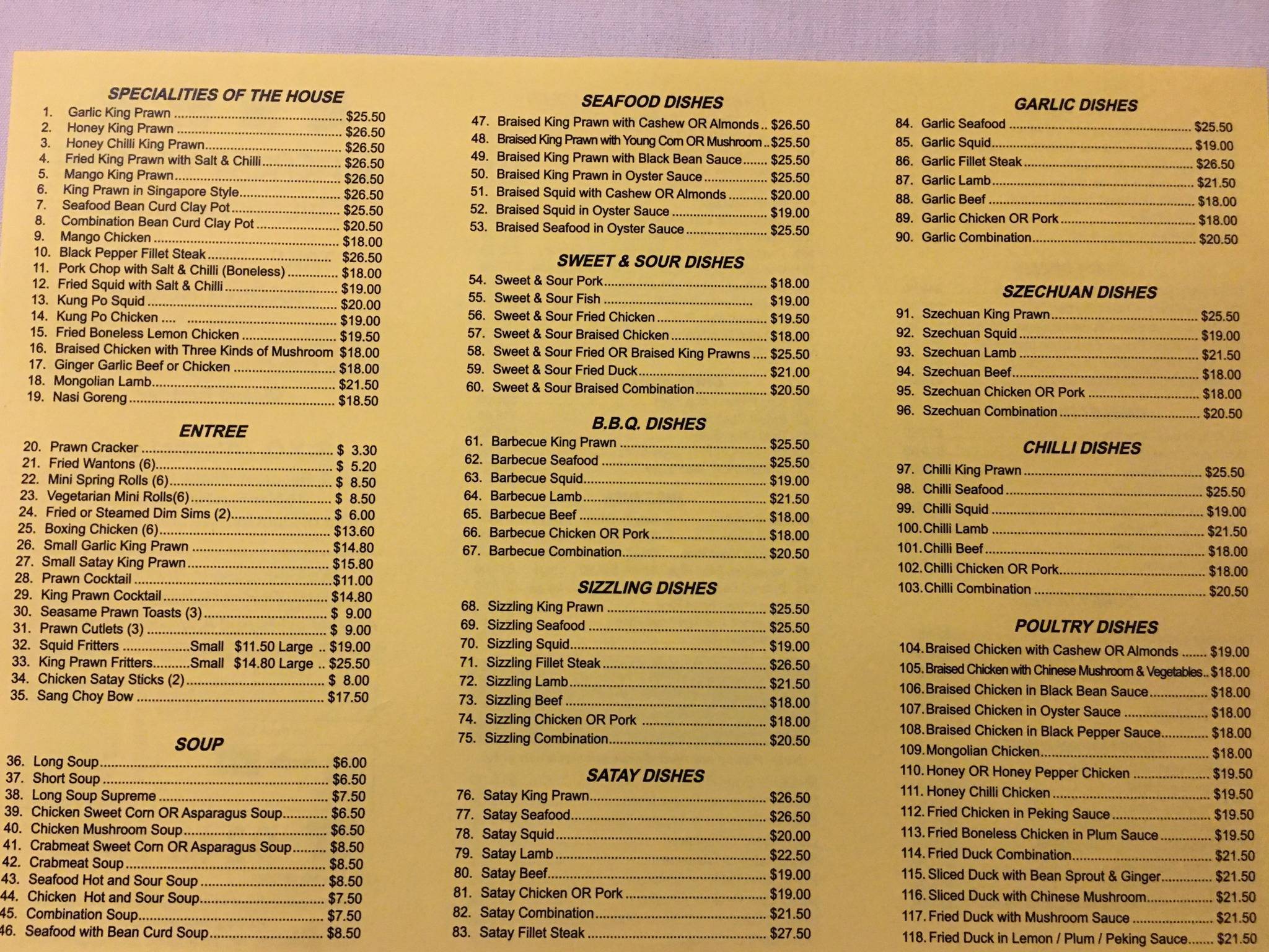 Menu at Seacrest Village Chinese Restaurant, Sorrento, Seacrest Village