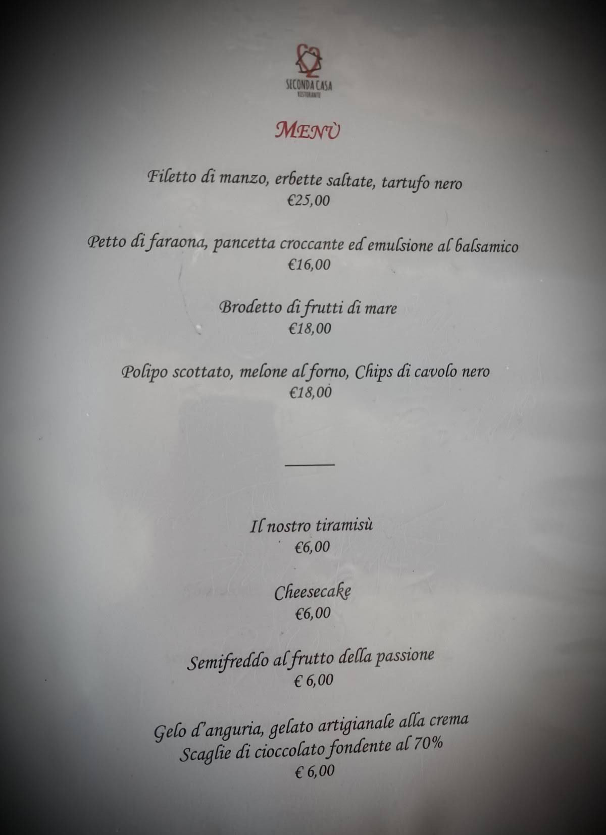 Menu di Seconda Casa 