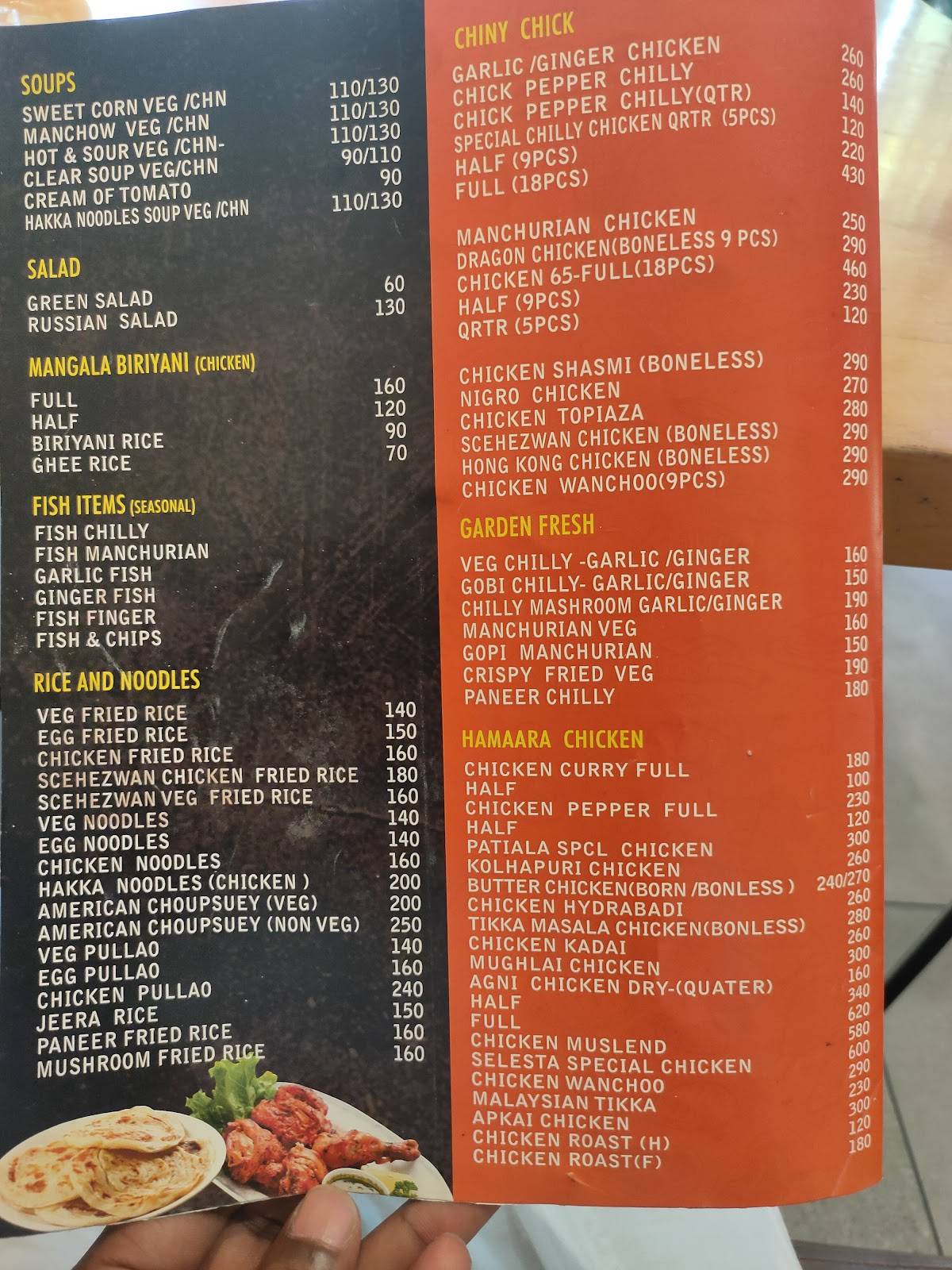 Selesta Restaurant menu