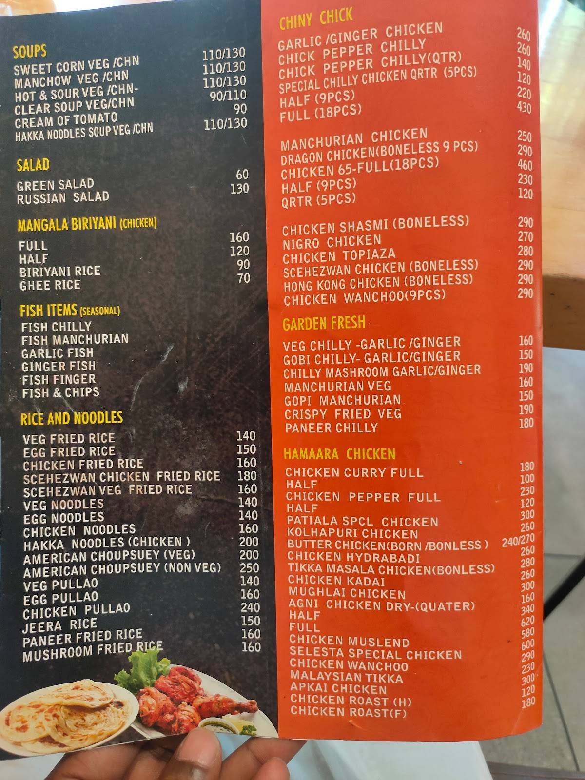 Selesta Restaurant menu