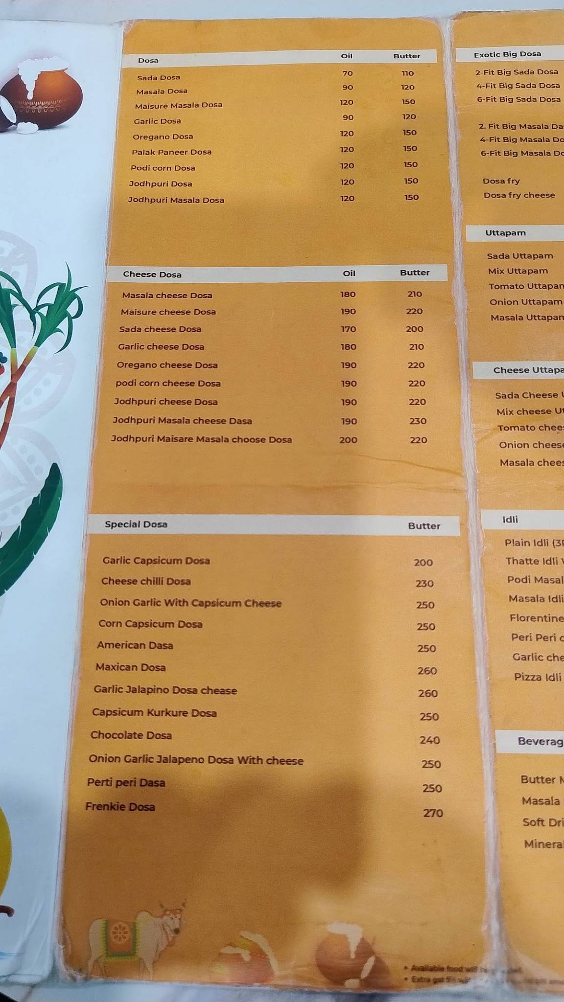 Selva's South menu