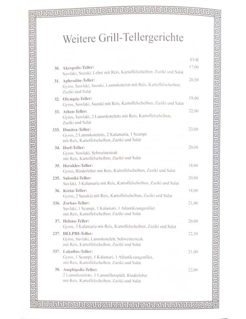 Menu de Restaurant Delphi Senden