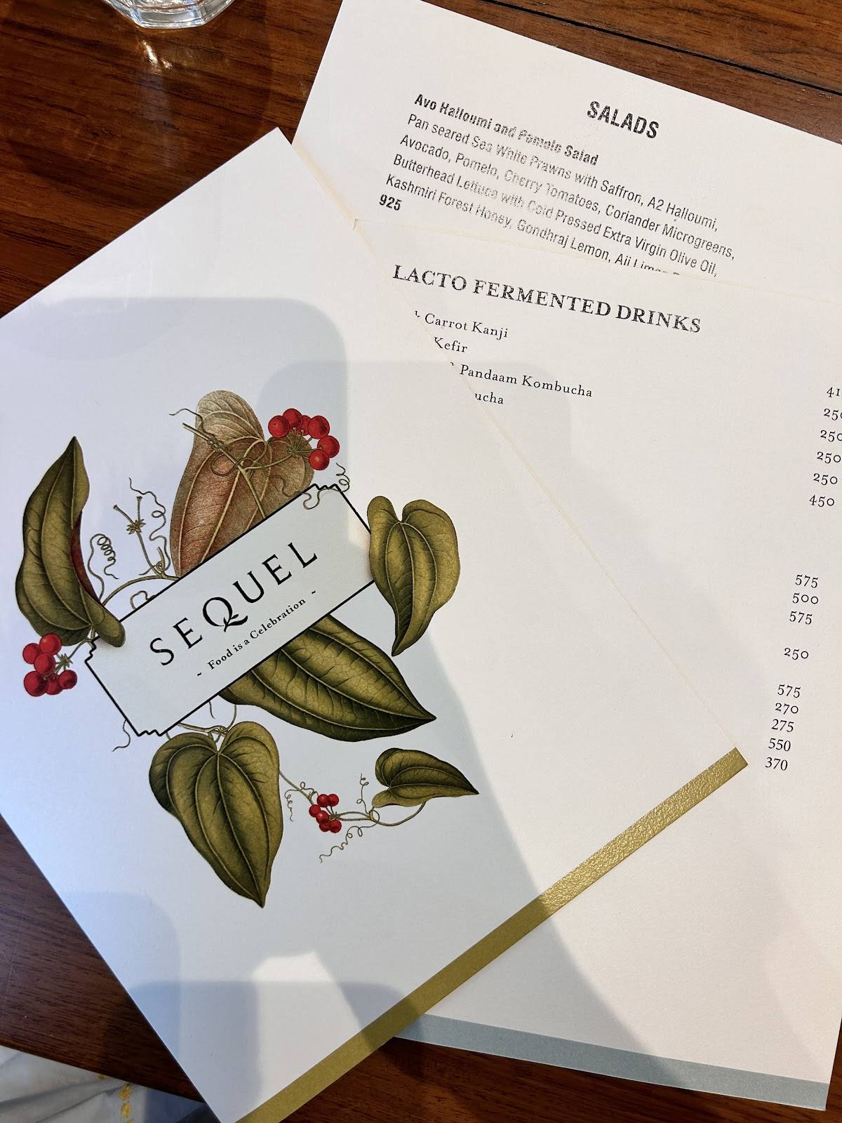 Sequel, Kala Ghoda menu