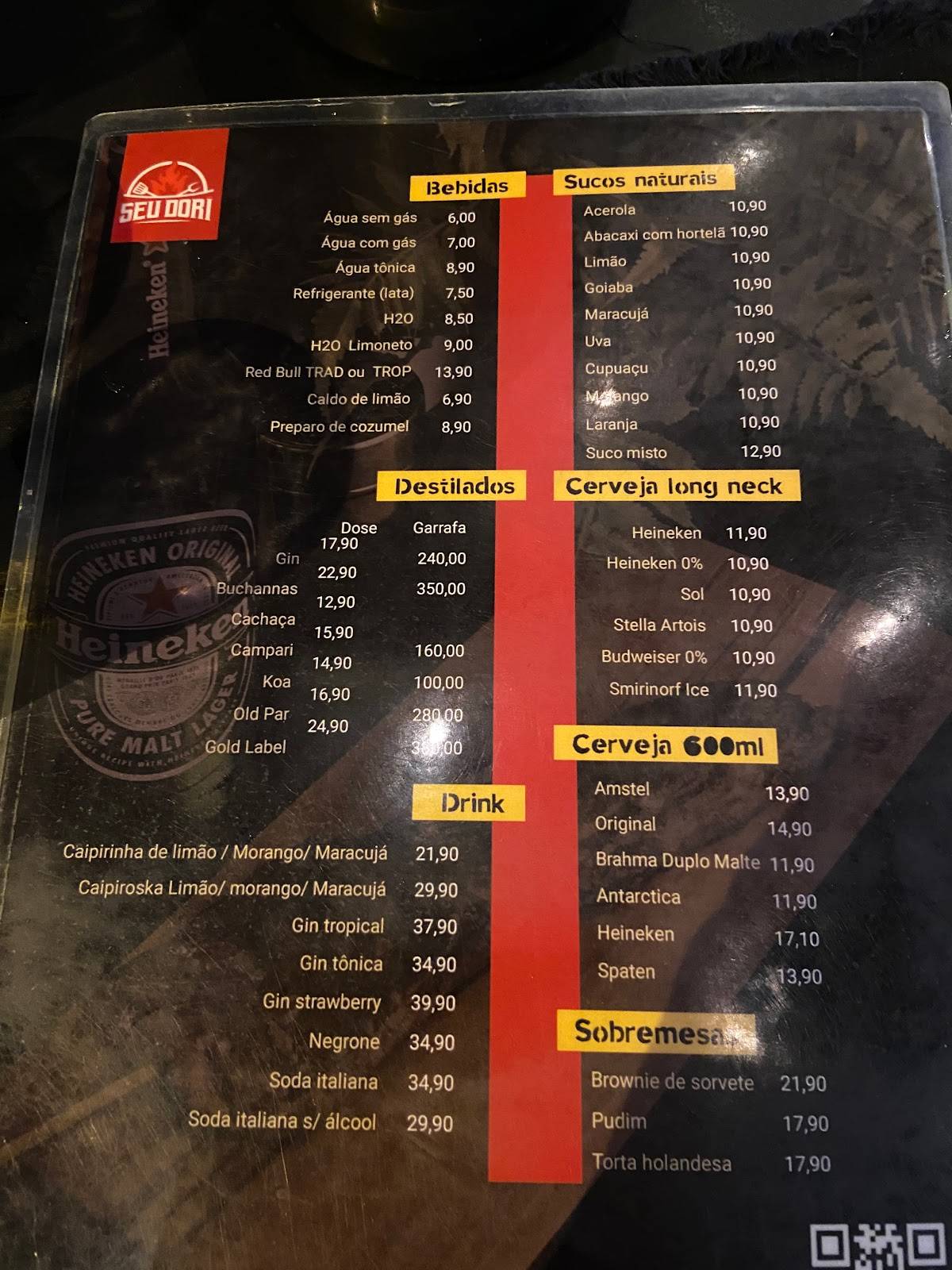 Seu Dori Carnes nobres, Espetinhos Premium, Guarnições cardápio
