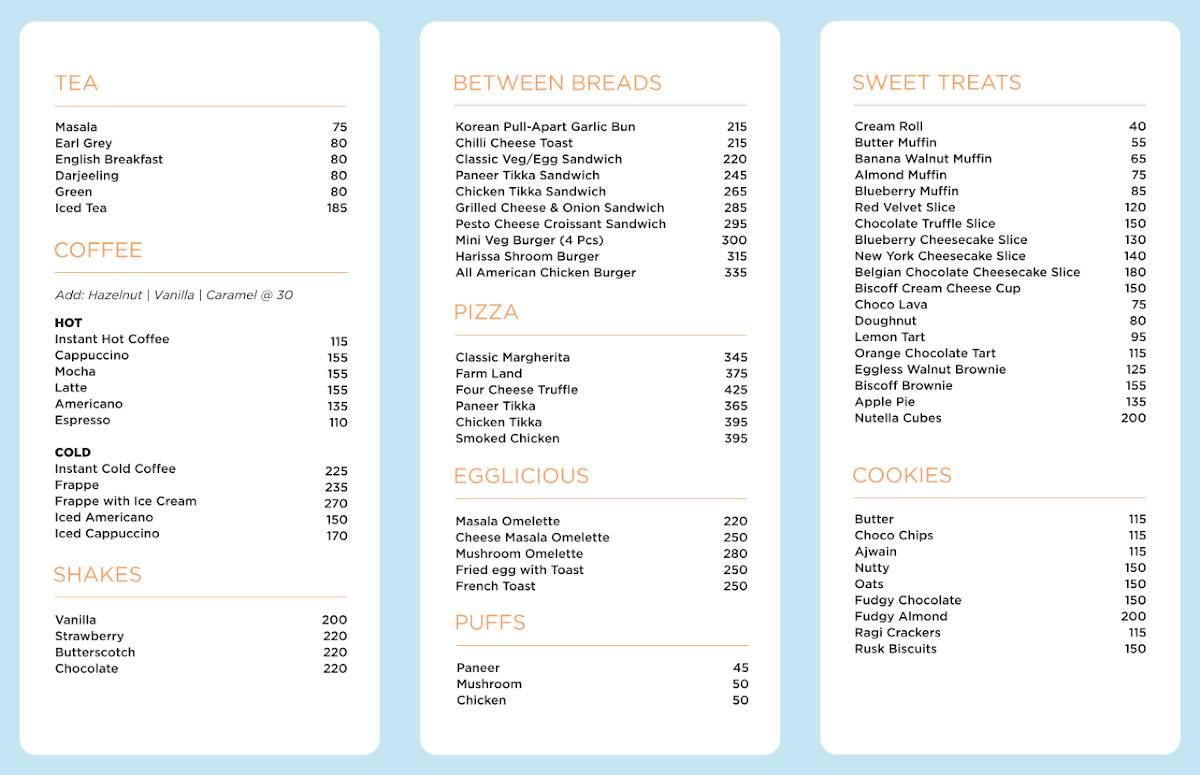 Seventeen Degrees Baking Co. menu