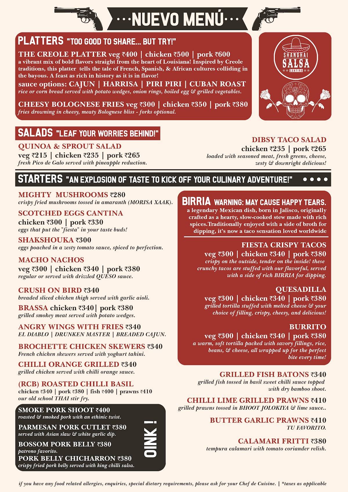 Shanghai Salsa menu