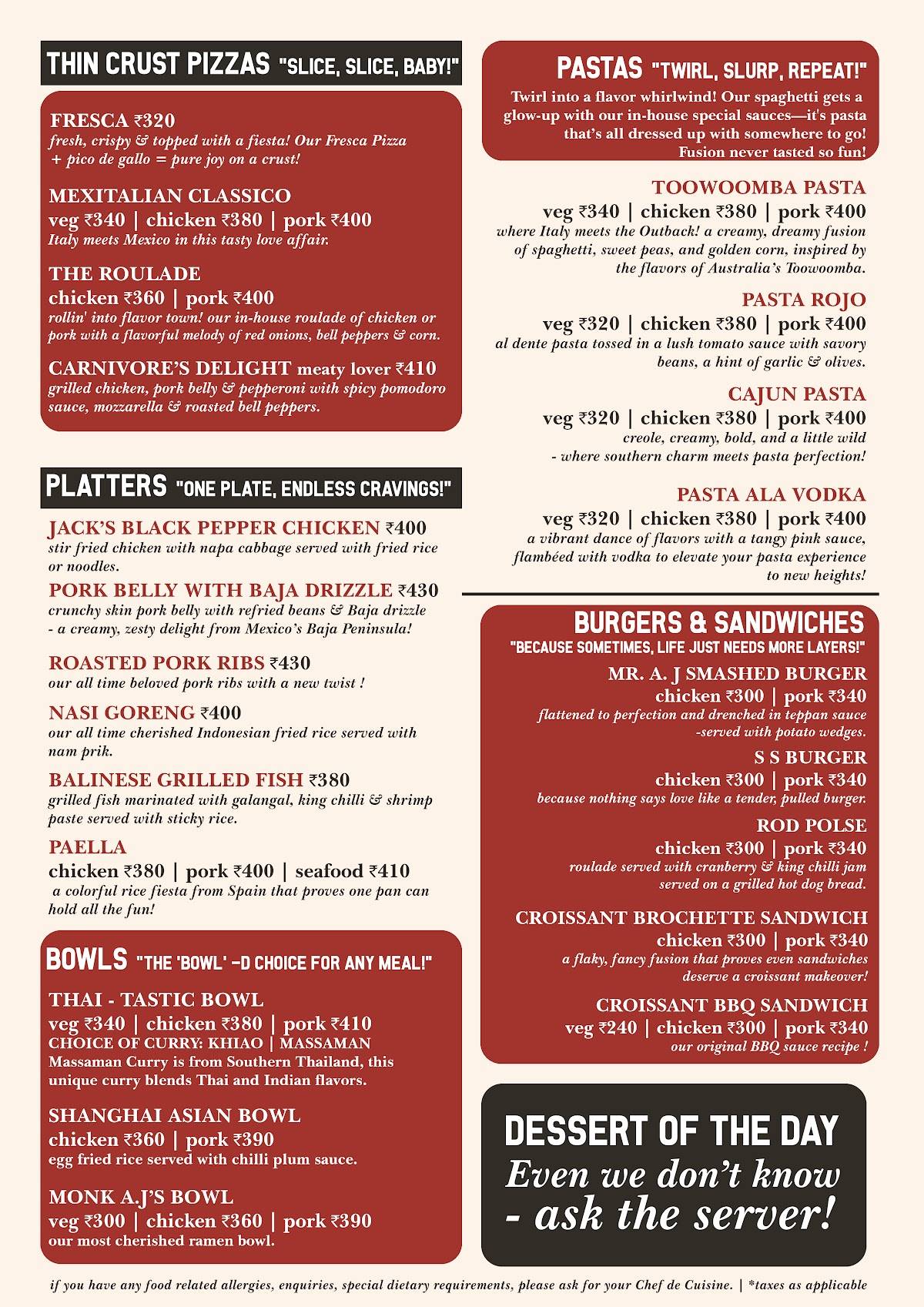 Shanghai Salsa menu