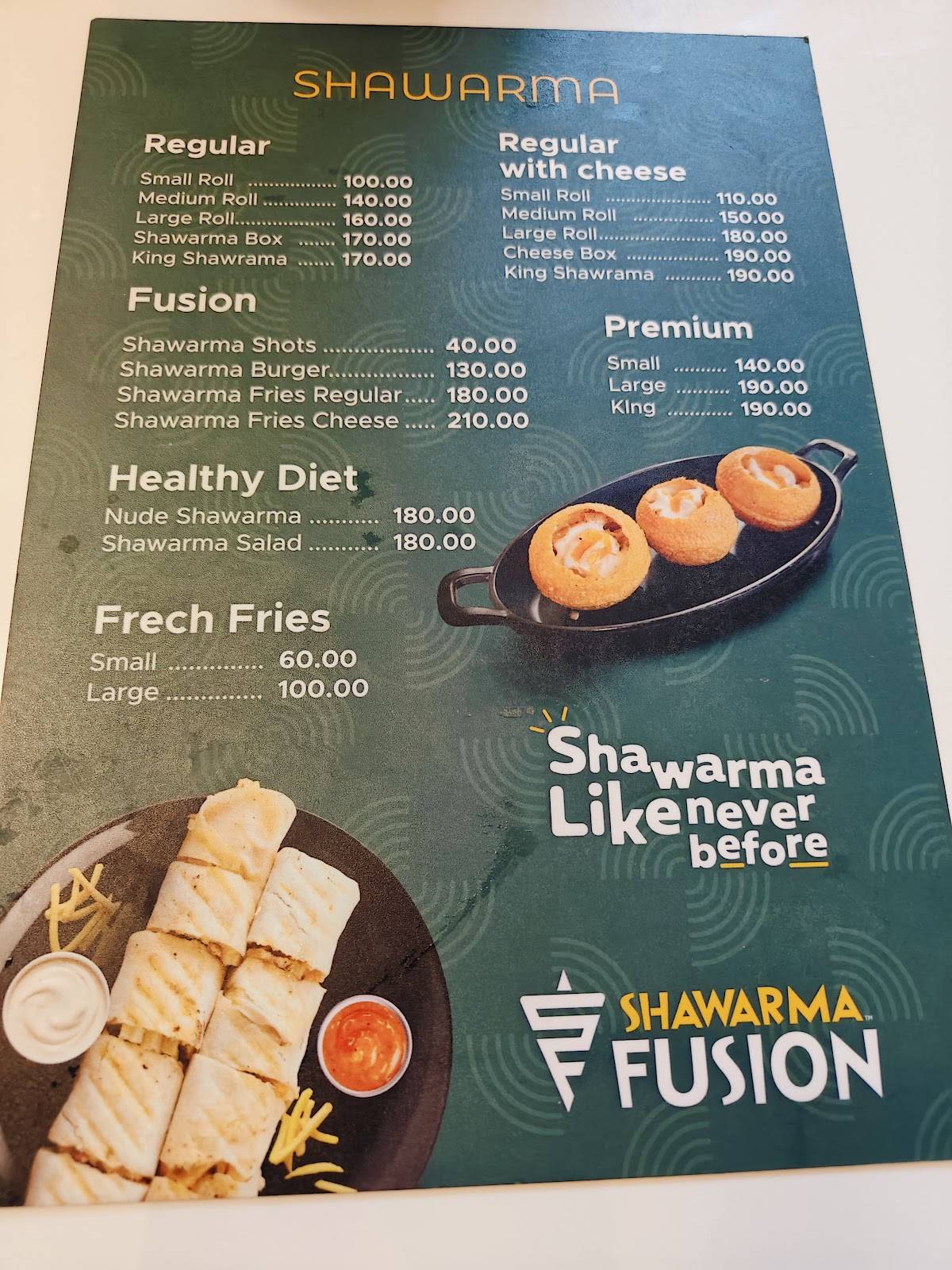 Shawarma Fusion Manjeri menu