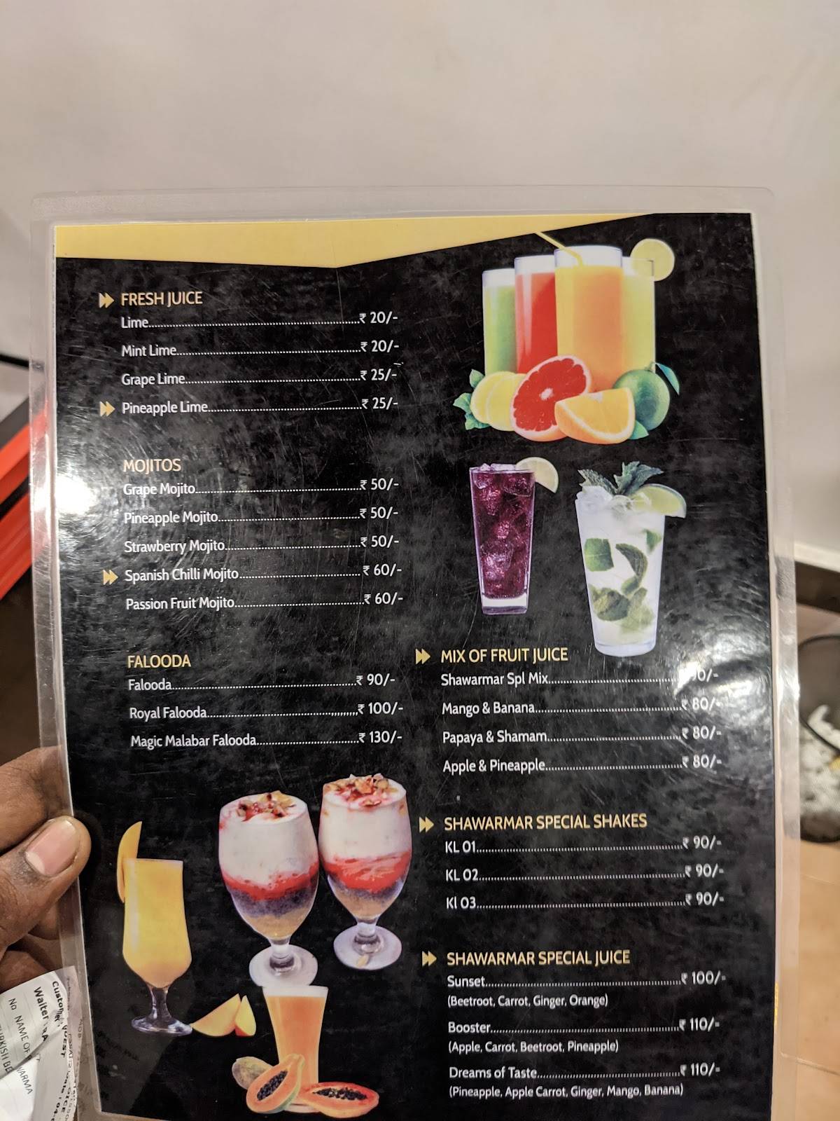 Shawarmar menu