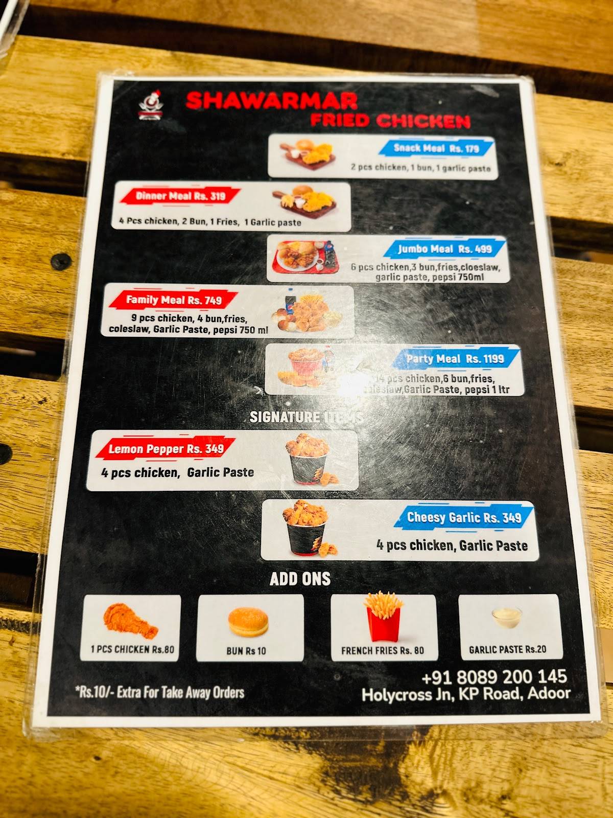 Shawarmar menu