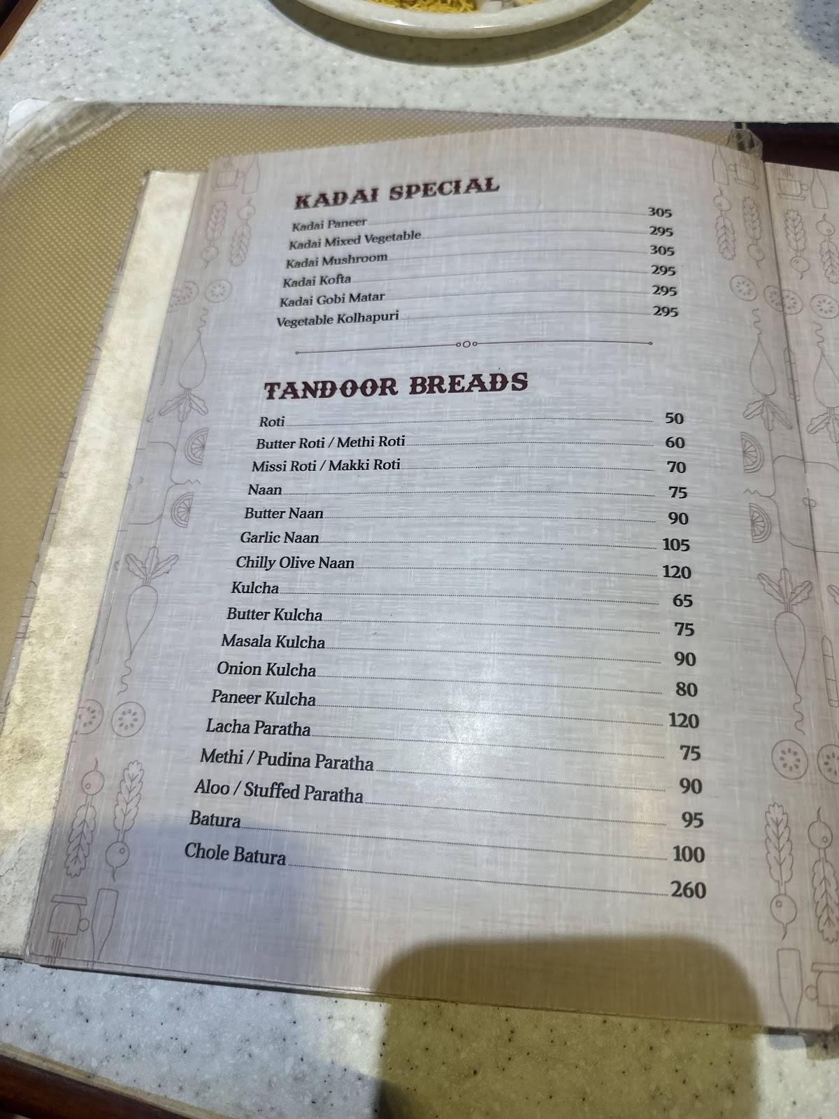 Shiv Sagar menu