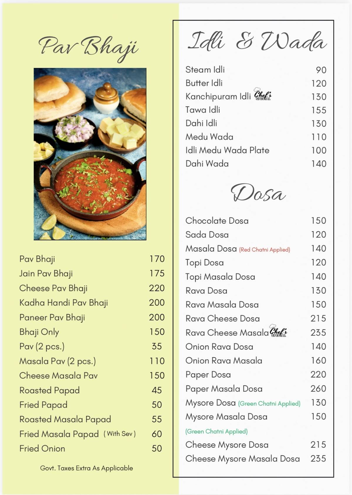 Shivsagar Restaurant -- Aundh menu