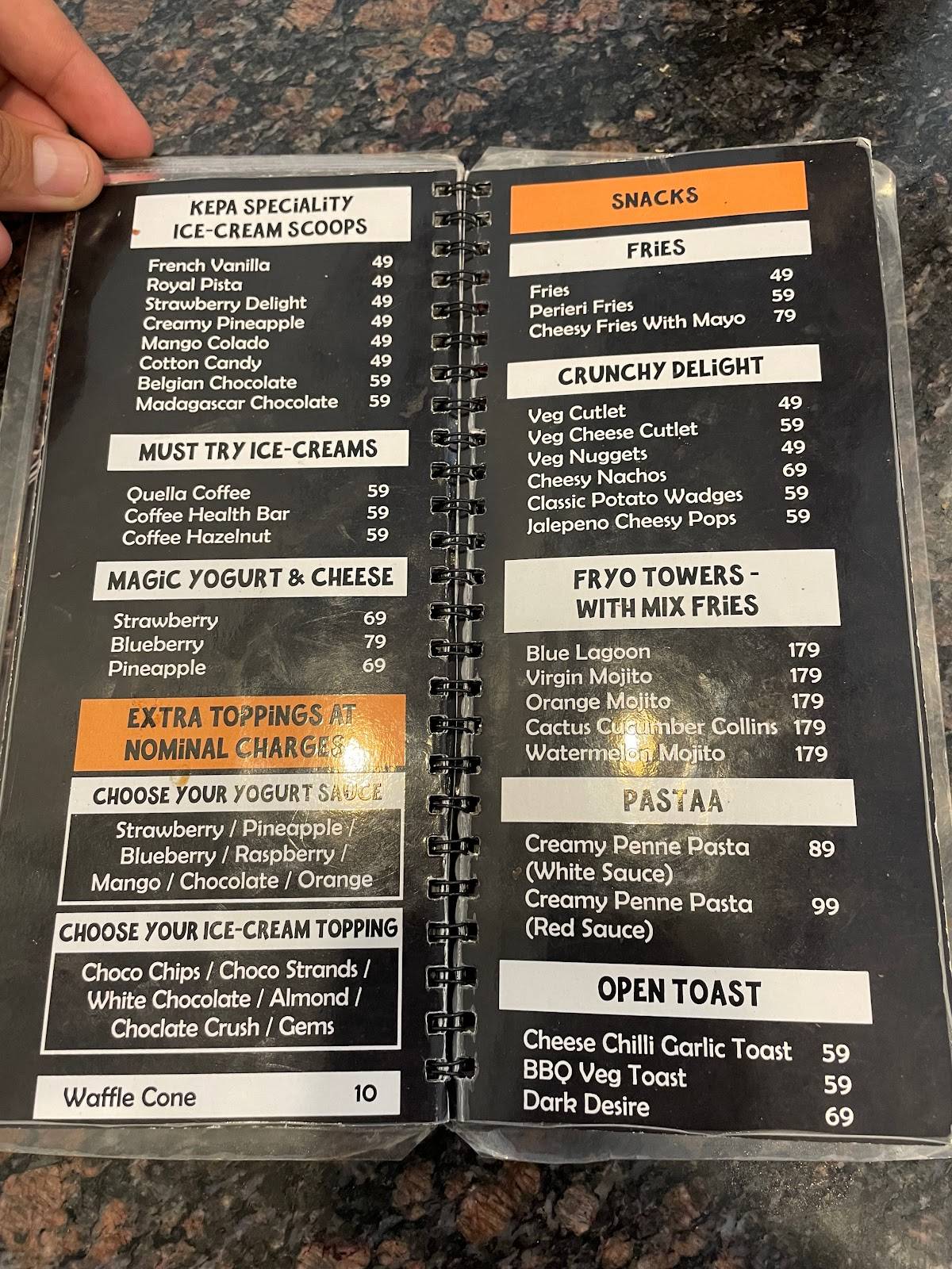 Kepa Coffee, Shrigonda menu