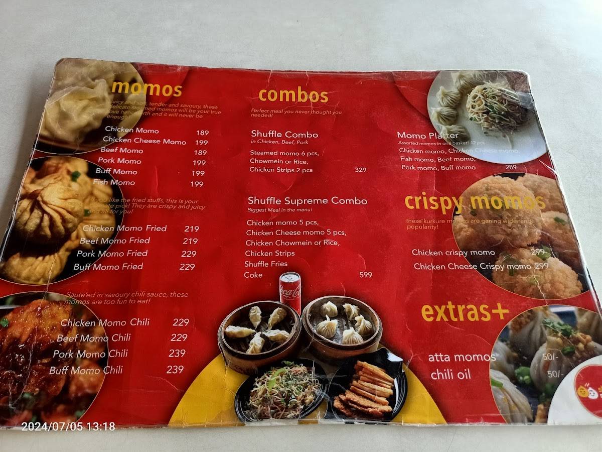 Shuffle Momos menu