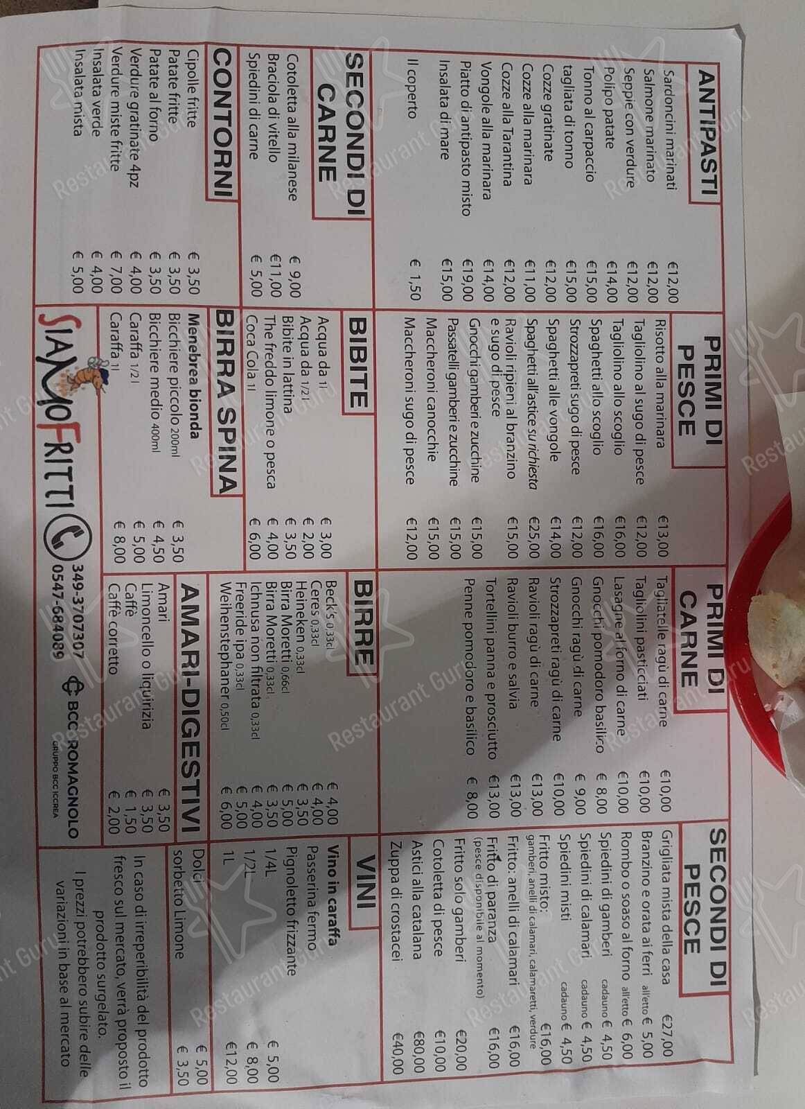 Menu di Siamo Fritti