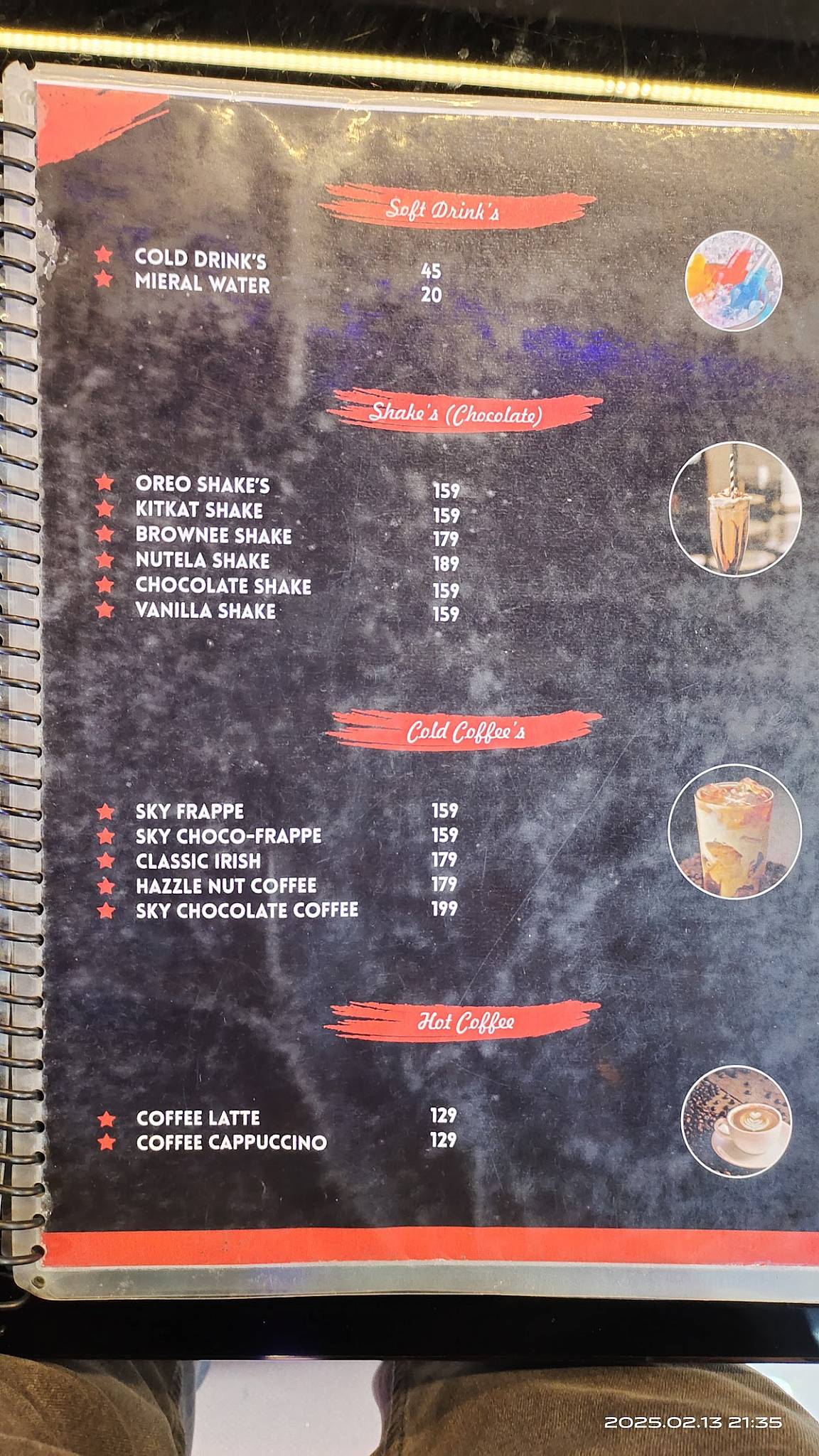 Sky Garden Roof top cafe menu
